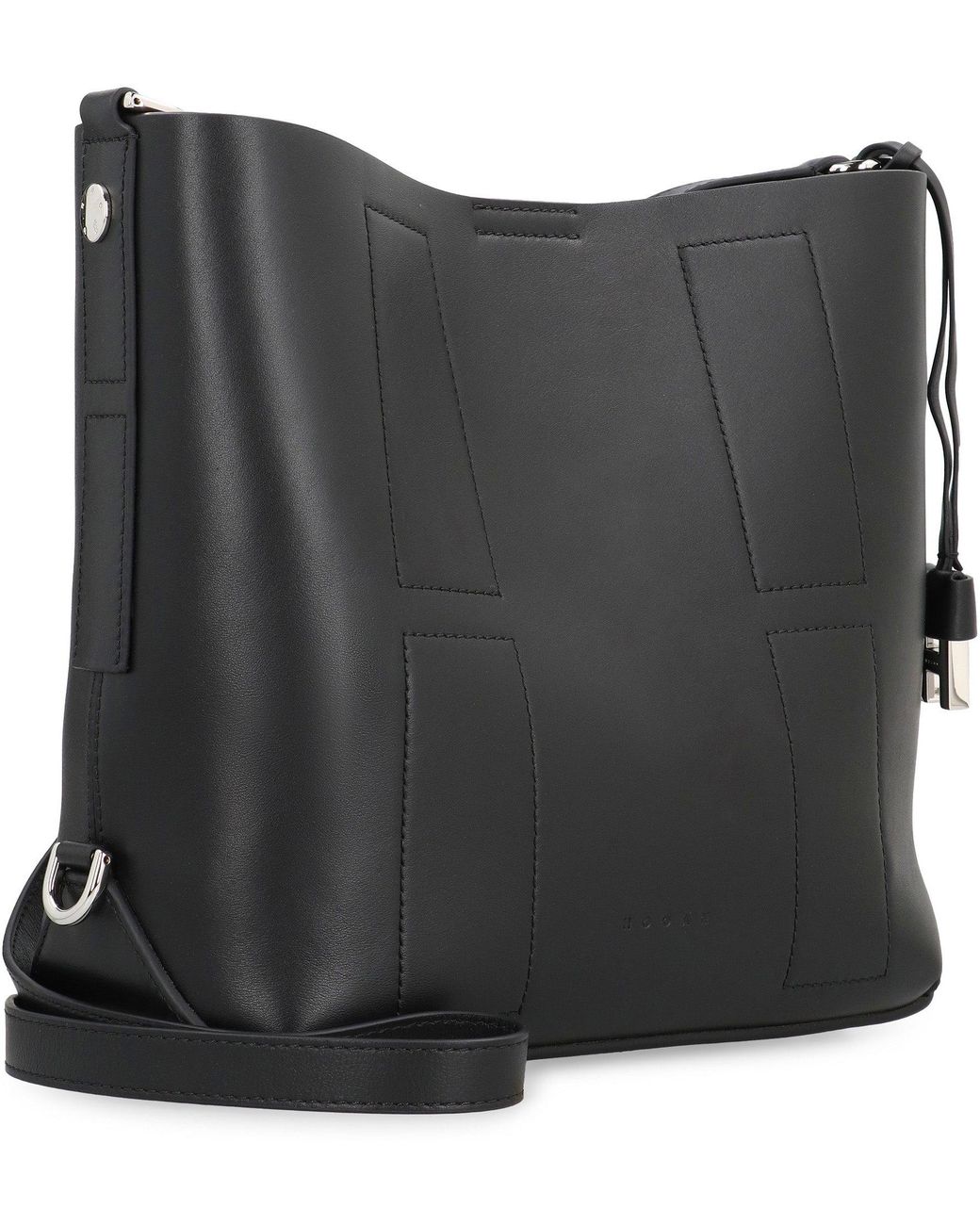 Hogan Black Hocket Piccola Hobo Bag Calf Leather Shoulder