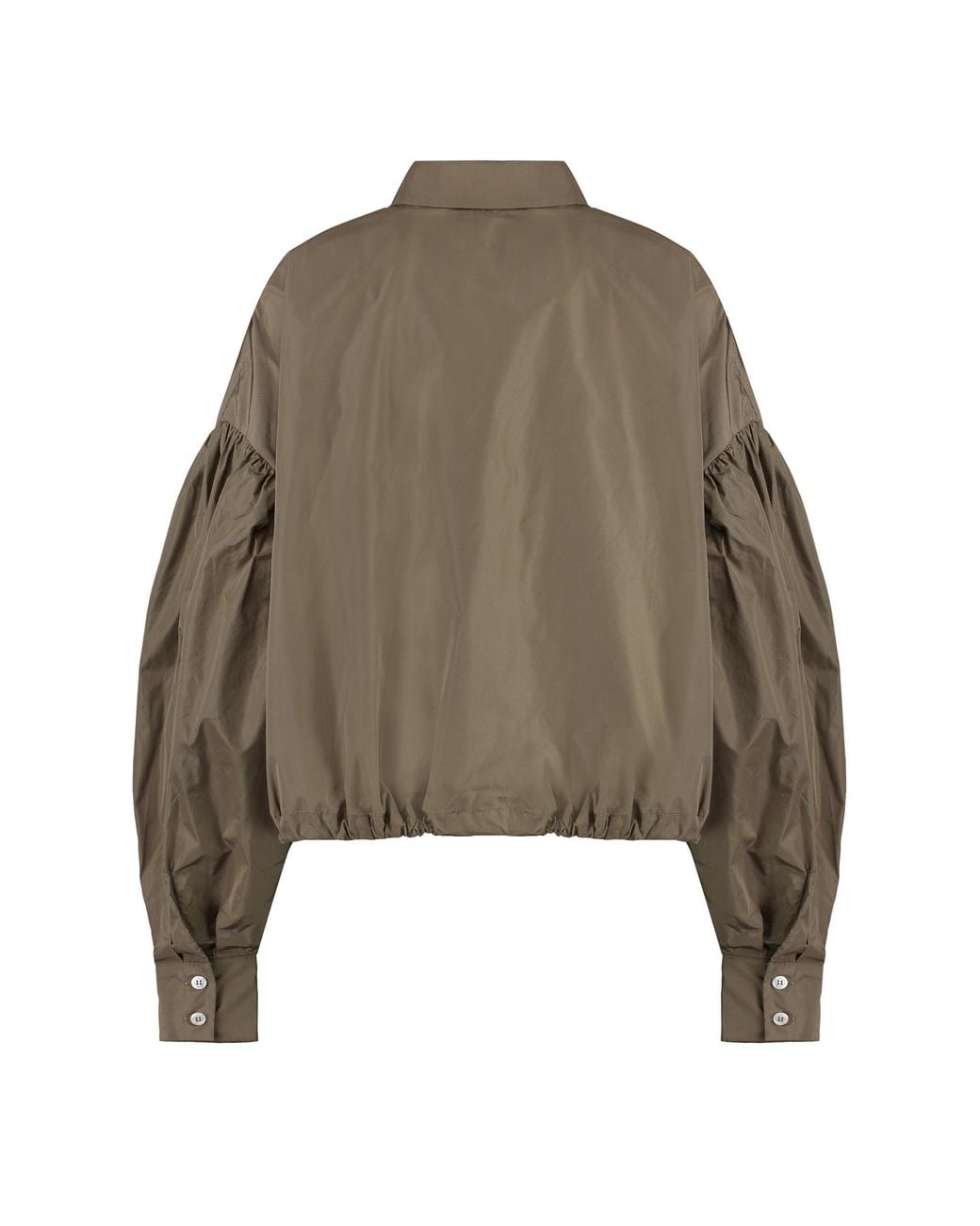 MSGM Brown Taffeta Balloon Sleeve Shirt Polyester