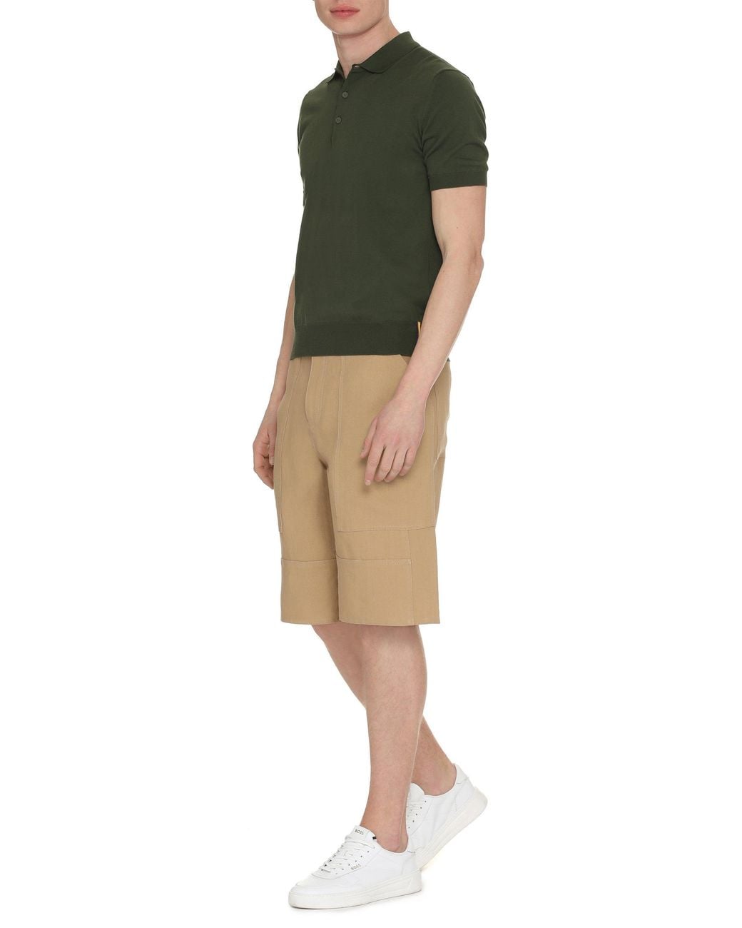 K-Way Green Pleyne Knitted Cotton Polo Shirt for men