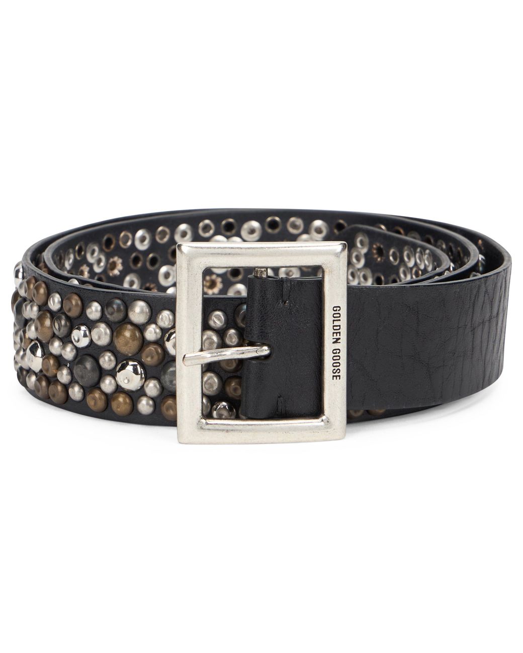 Golden Goose Deluxe Brand Gray Leather Belt With Studs