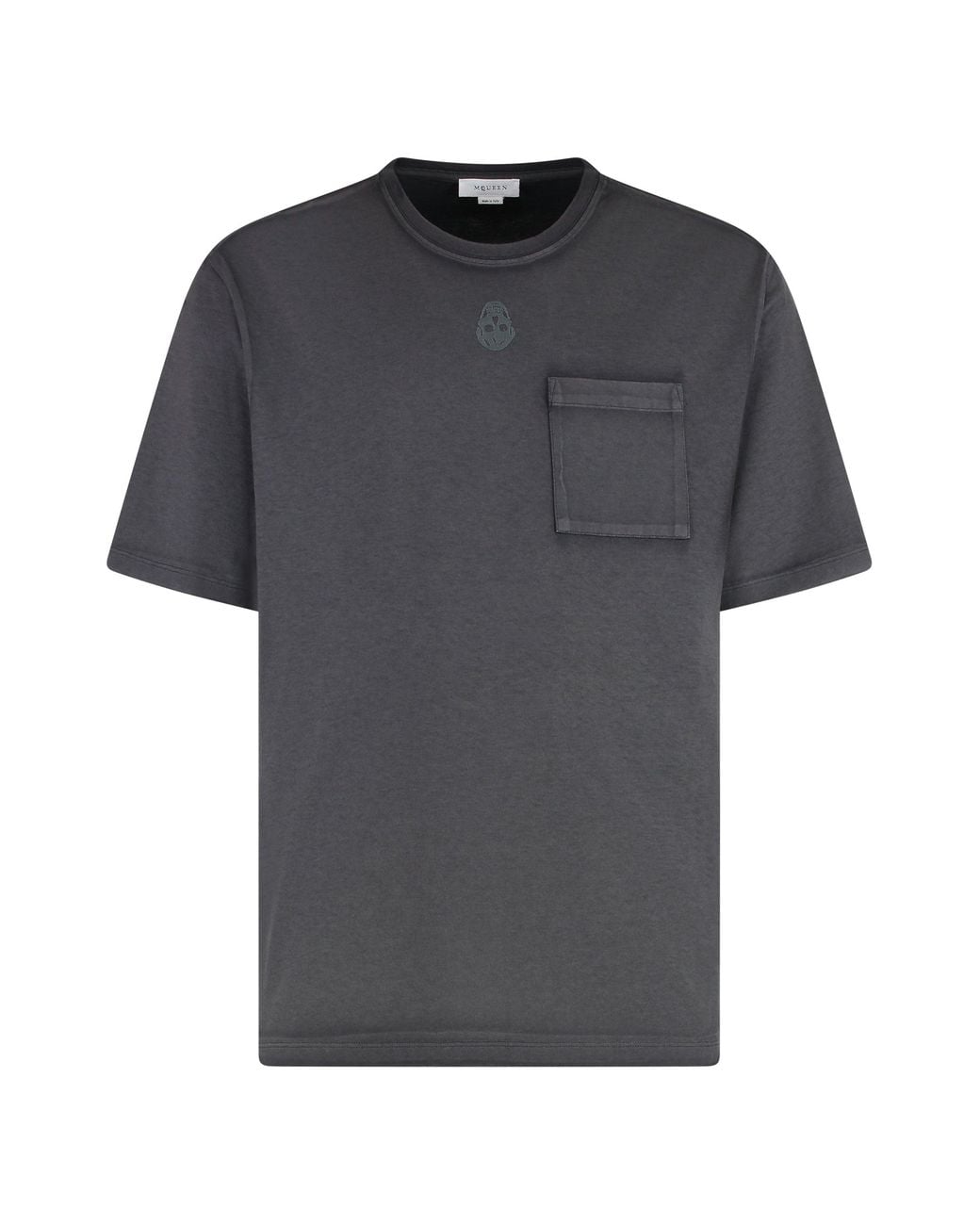 McQueen Black Cotton Crew-Neck T-Shirt for men