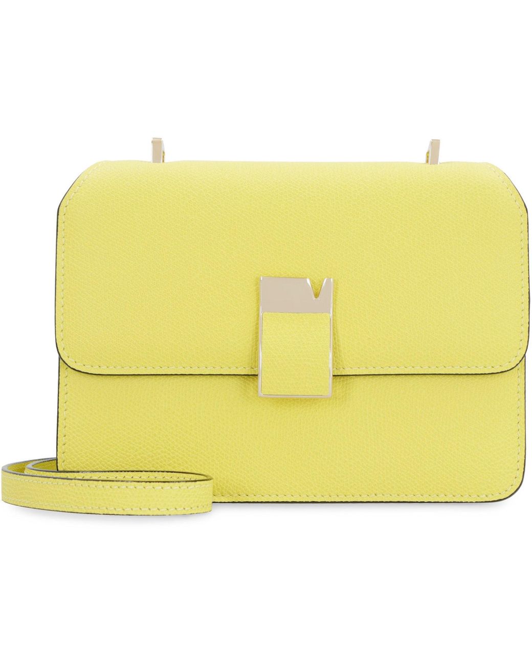 Valextra Yellow Nolo Mini Leather Crossbody Bag