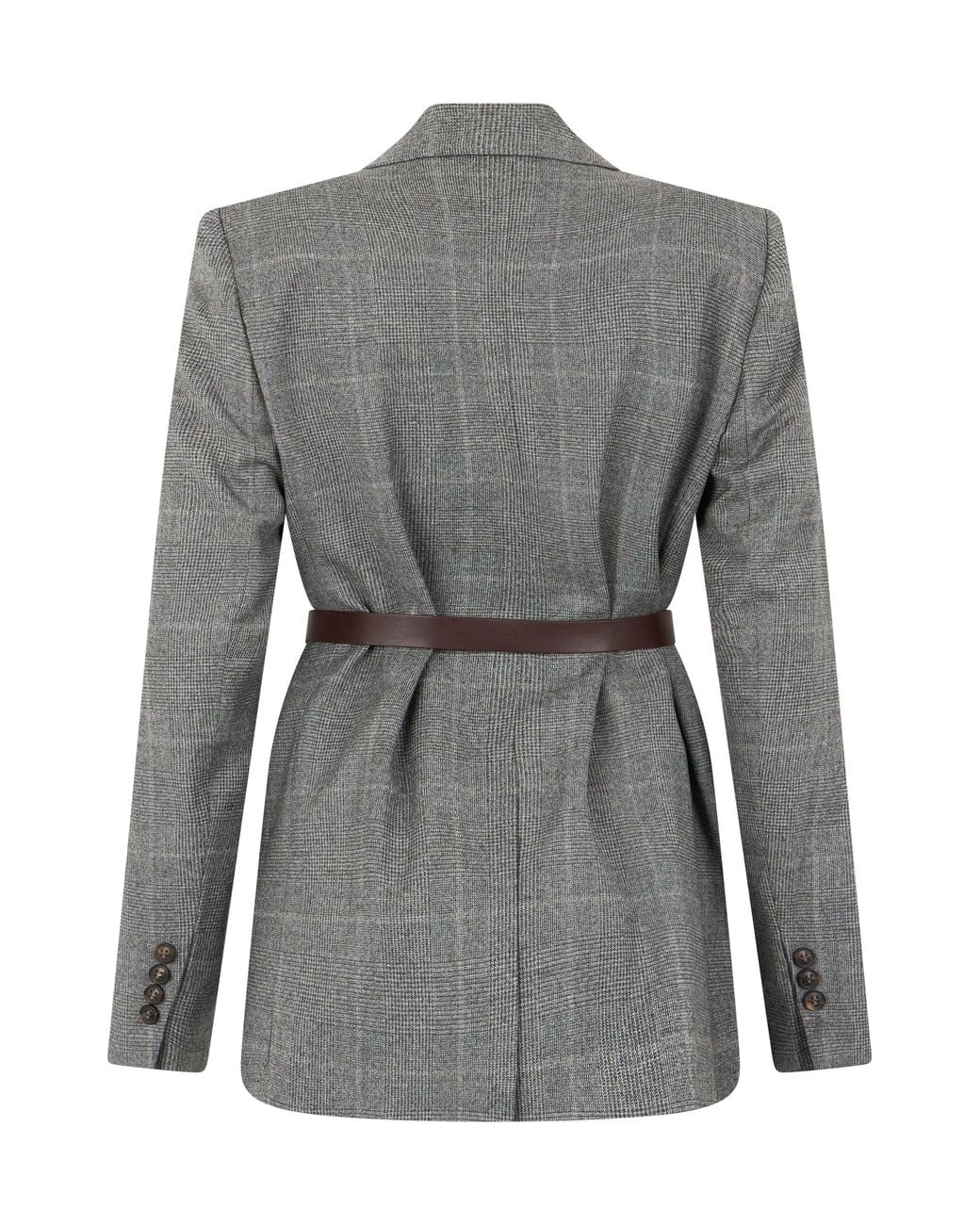 Max Mara Gray Single-Breasted Blazer With Belt