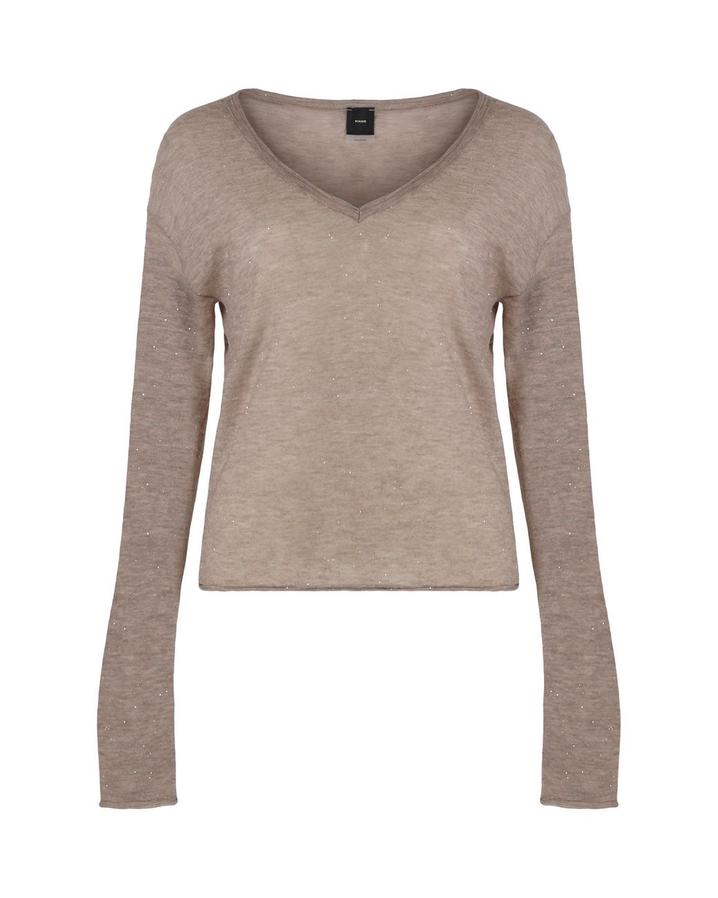 Pinko Natural Salomone Long-Sleeve Sequin Top Wool Tops