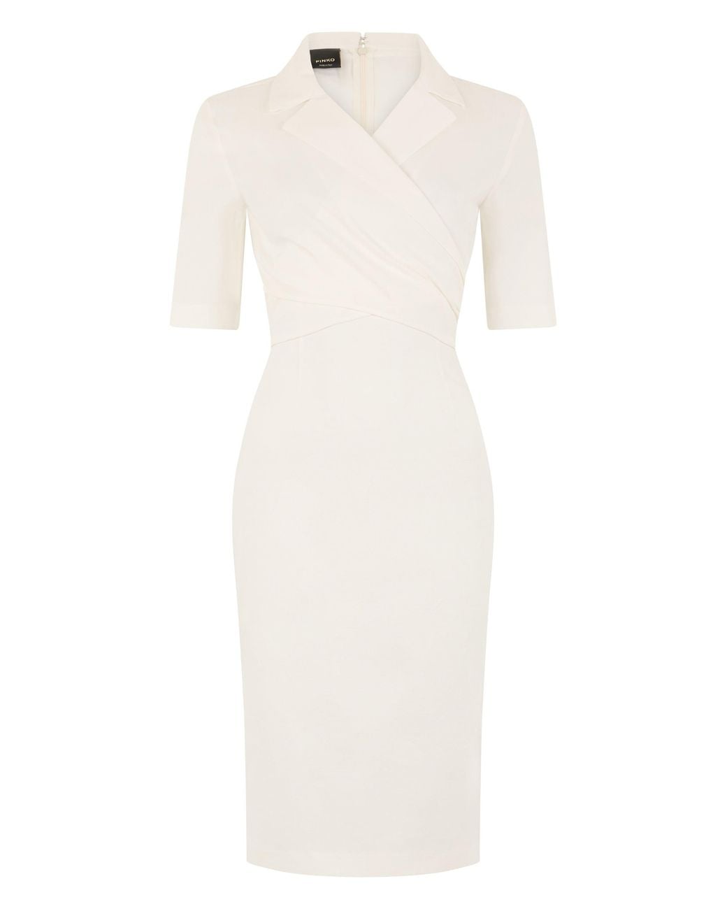 Pinko White Midi Dress With Bow/Snow Linen