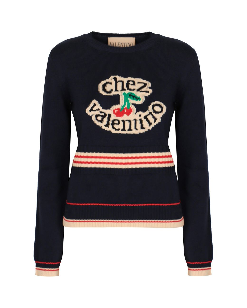 Valentino Garavani Black Cotton Crew-Neck Sweater
