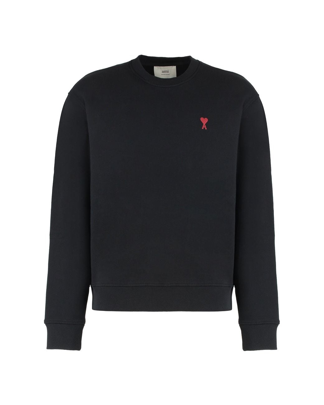 AMI Black Cotton Crew-Neck Sweatshirt