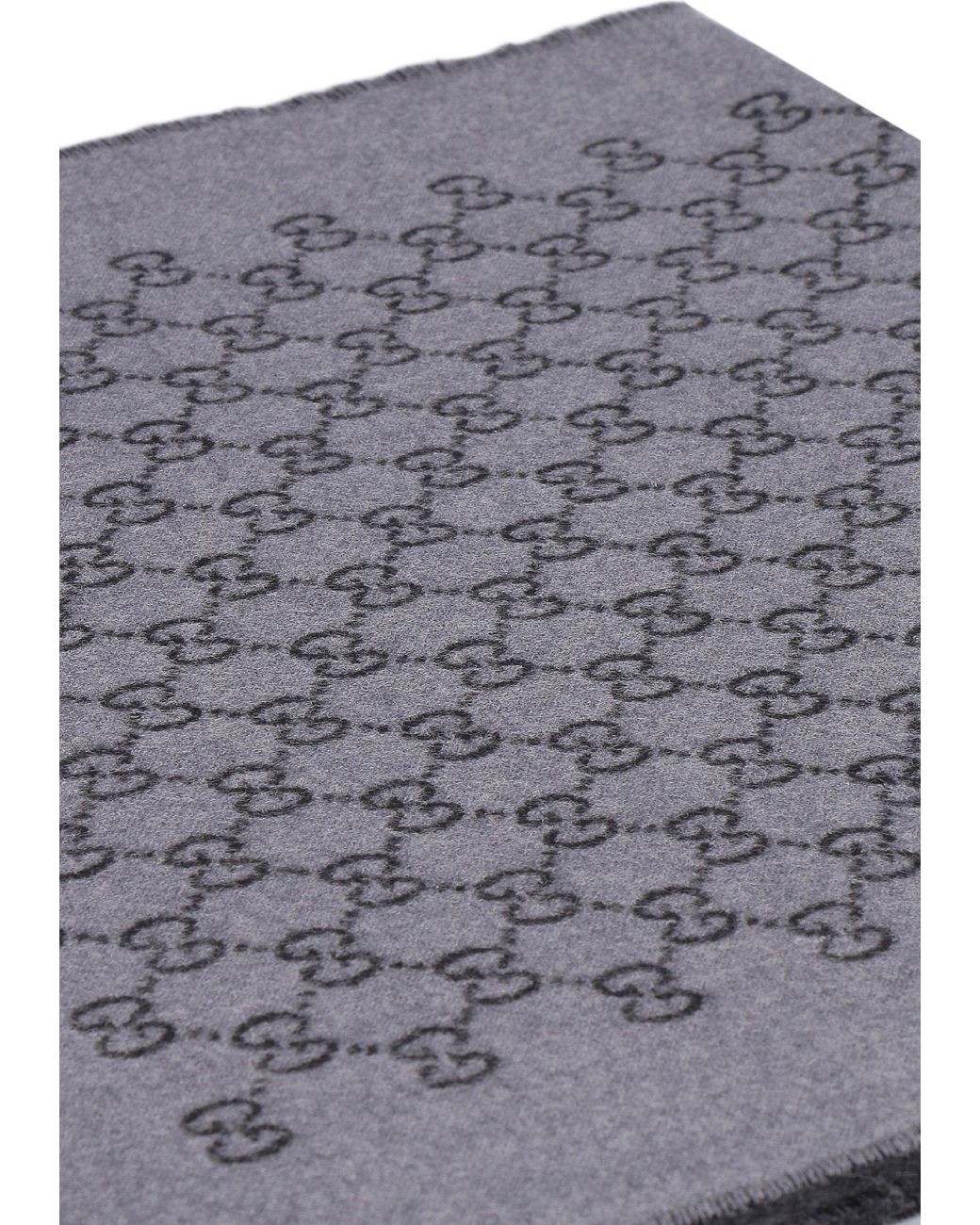 Gucci Gray Wool Gg Jacquard Scarf for men