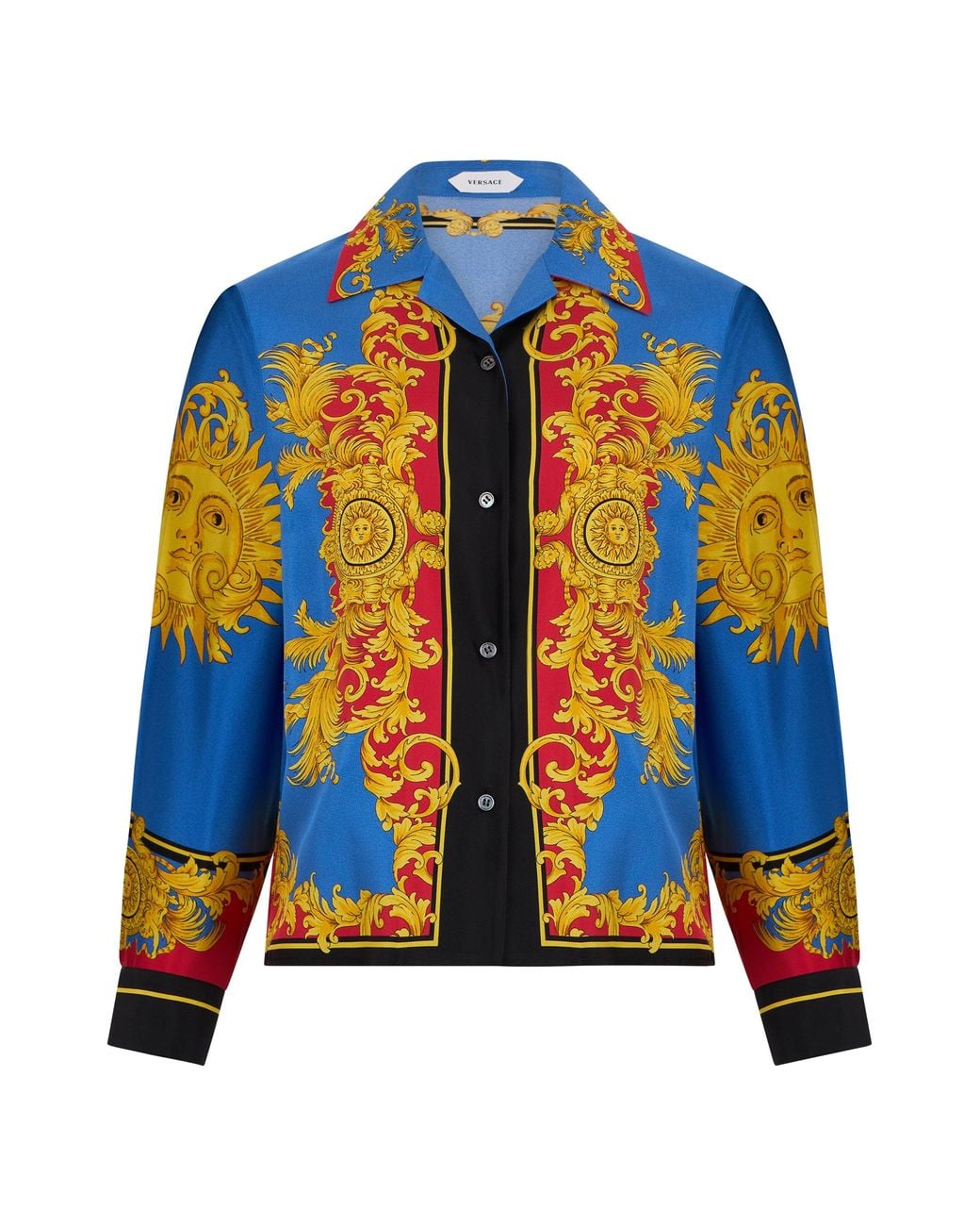 Versace Blue Silk Shirt With Print
