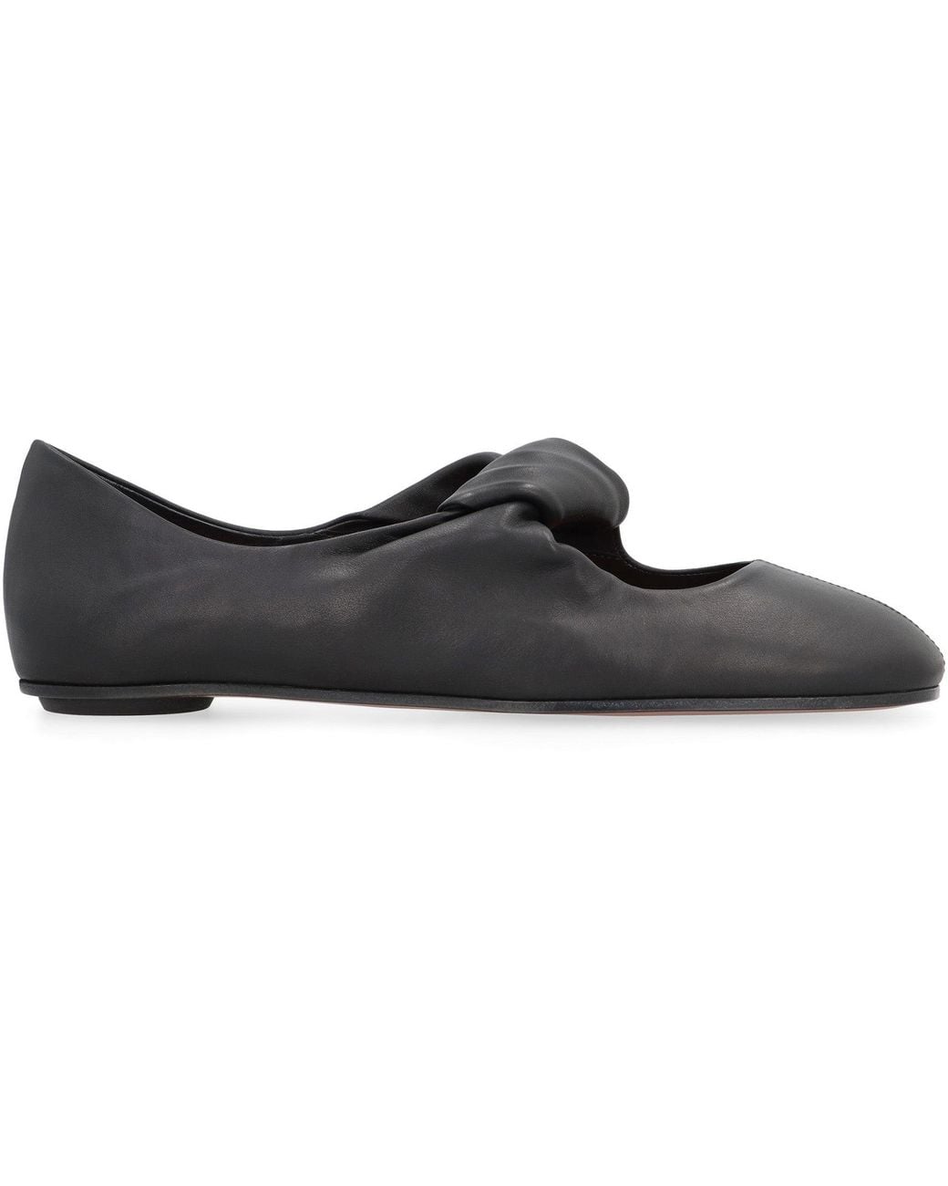McQueen Black Leather Ballet Flats