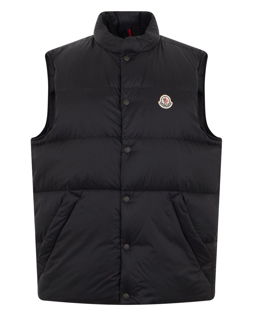 Moncler Black Padded Gilet With Collar for men