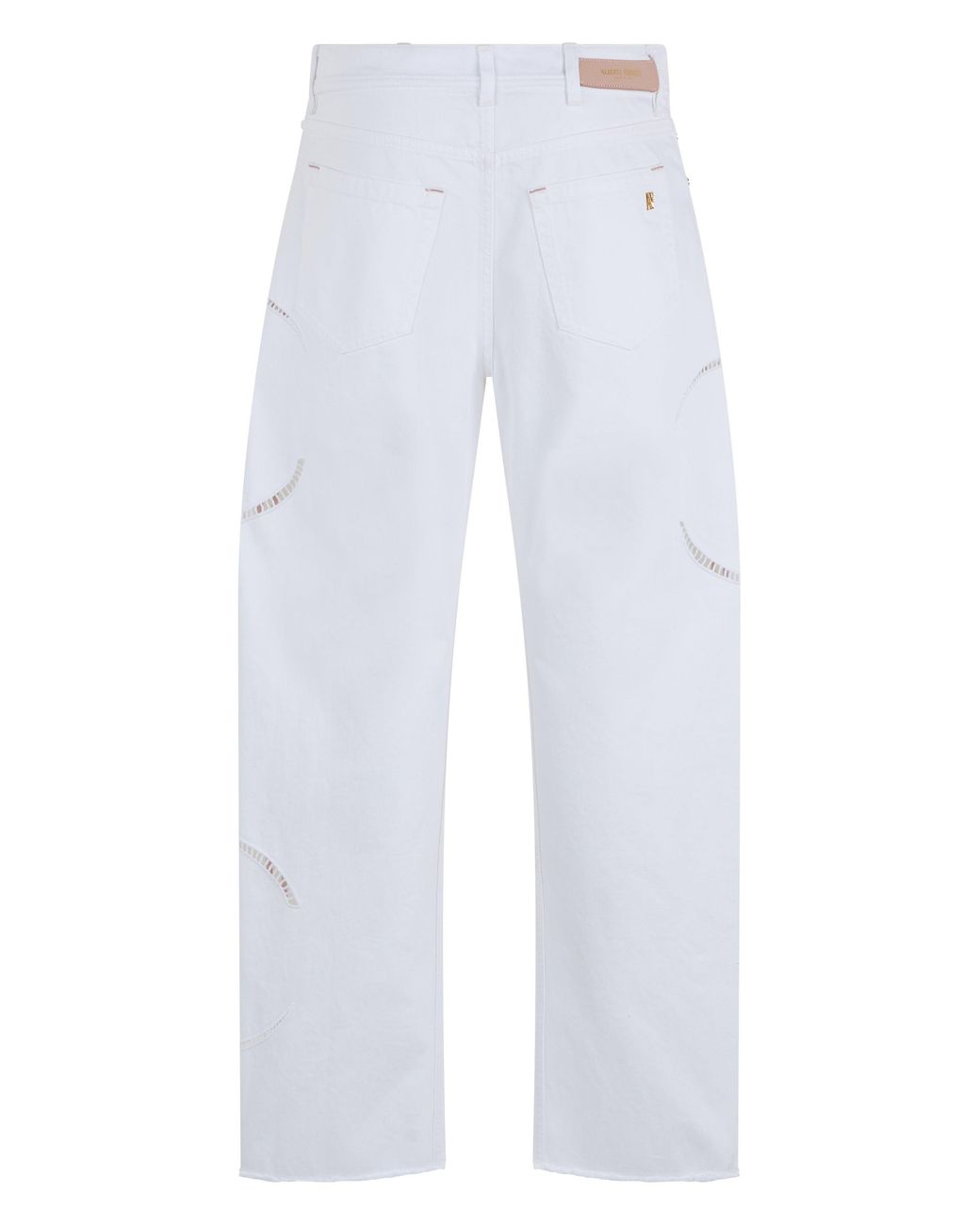 Alberta Ferretti White Cotton Perforated Jeans