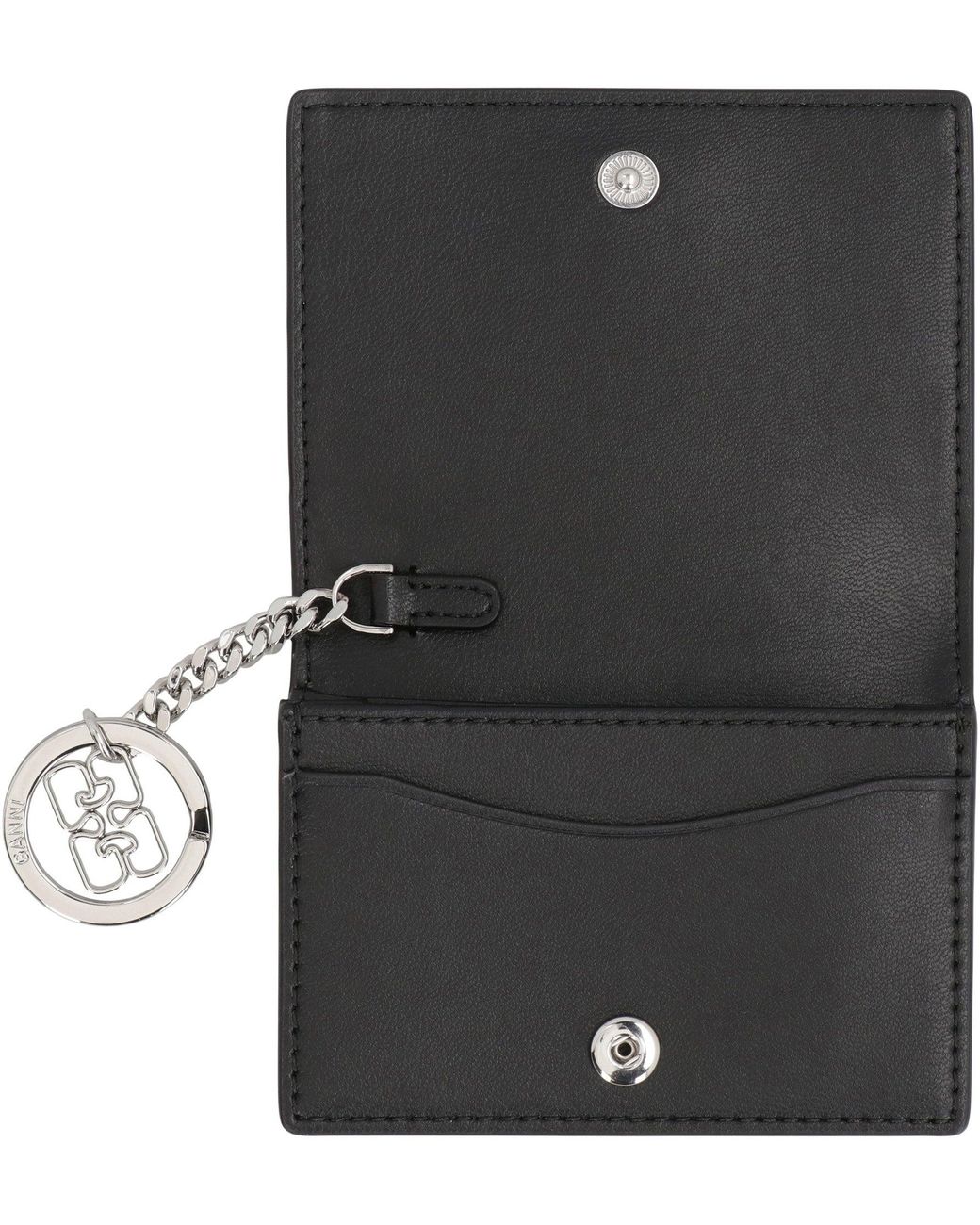 Ganni Black Bou Faux Leather Card Holder