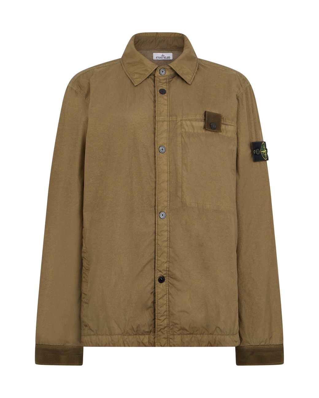 Stone Island Green Raincoat With Buttons for men