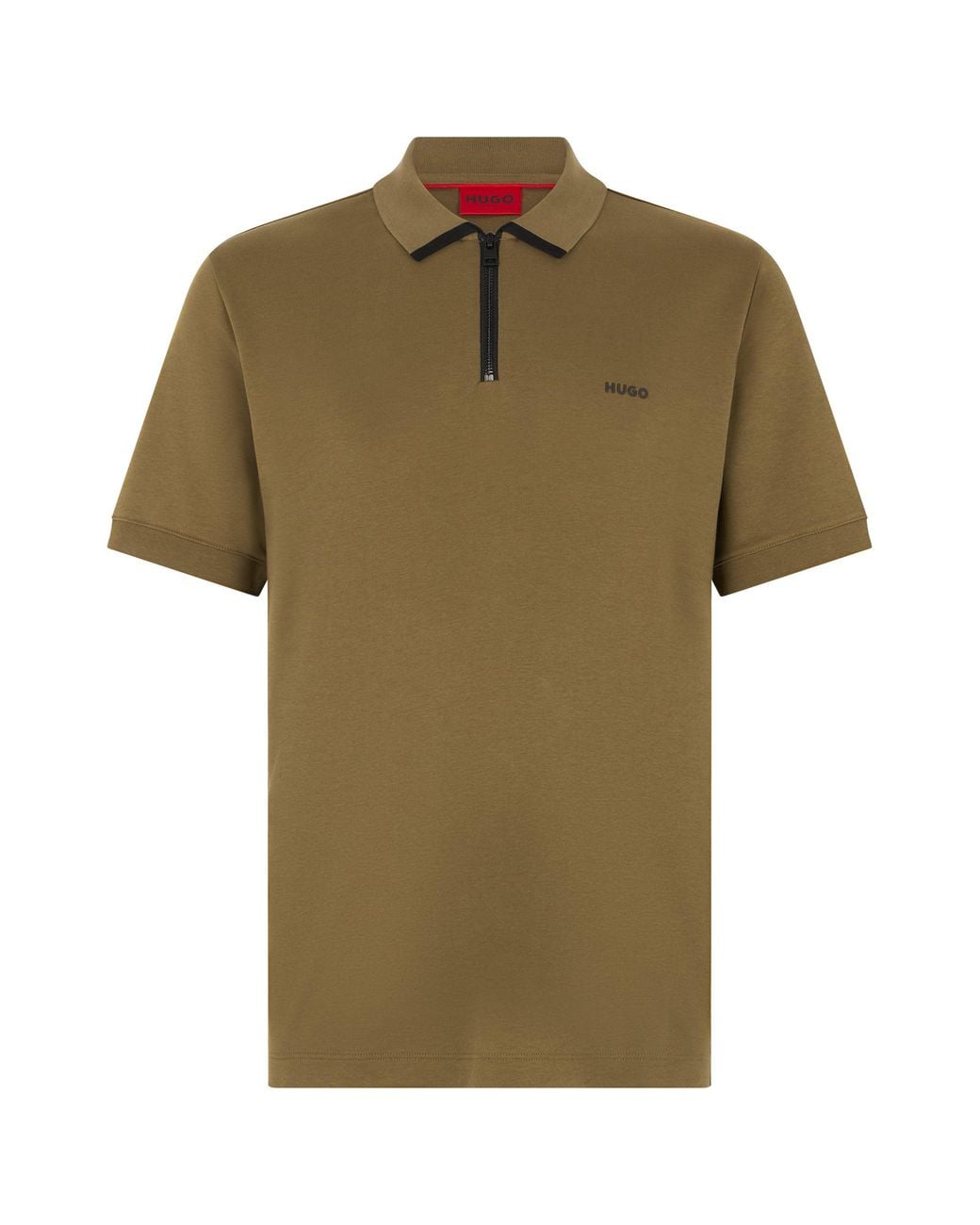 Boss Green Cotton Polo With Zipper for men