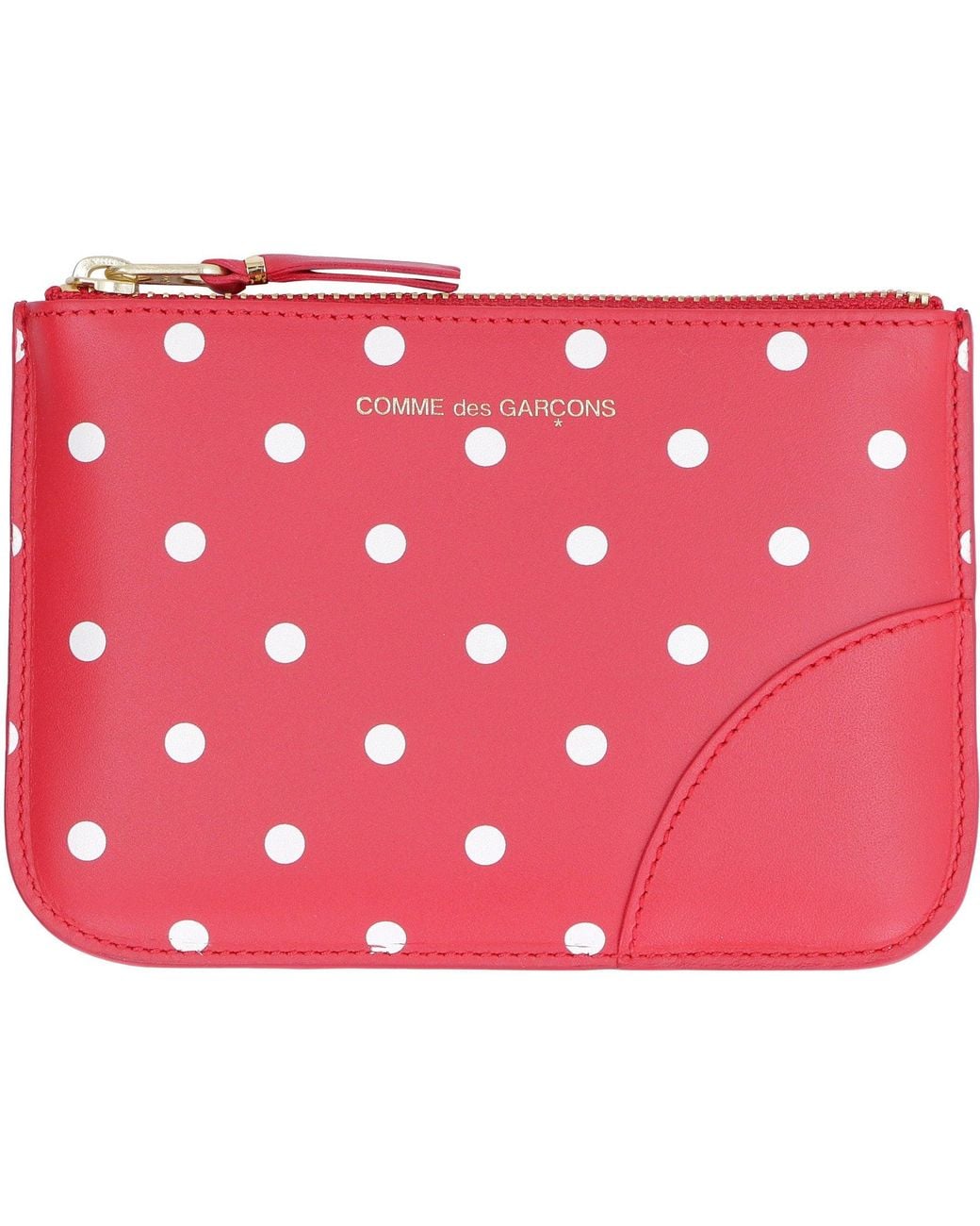 Comme des Garçons Red Logo Detail Flat Leather Pouch