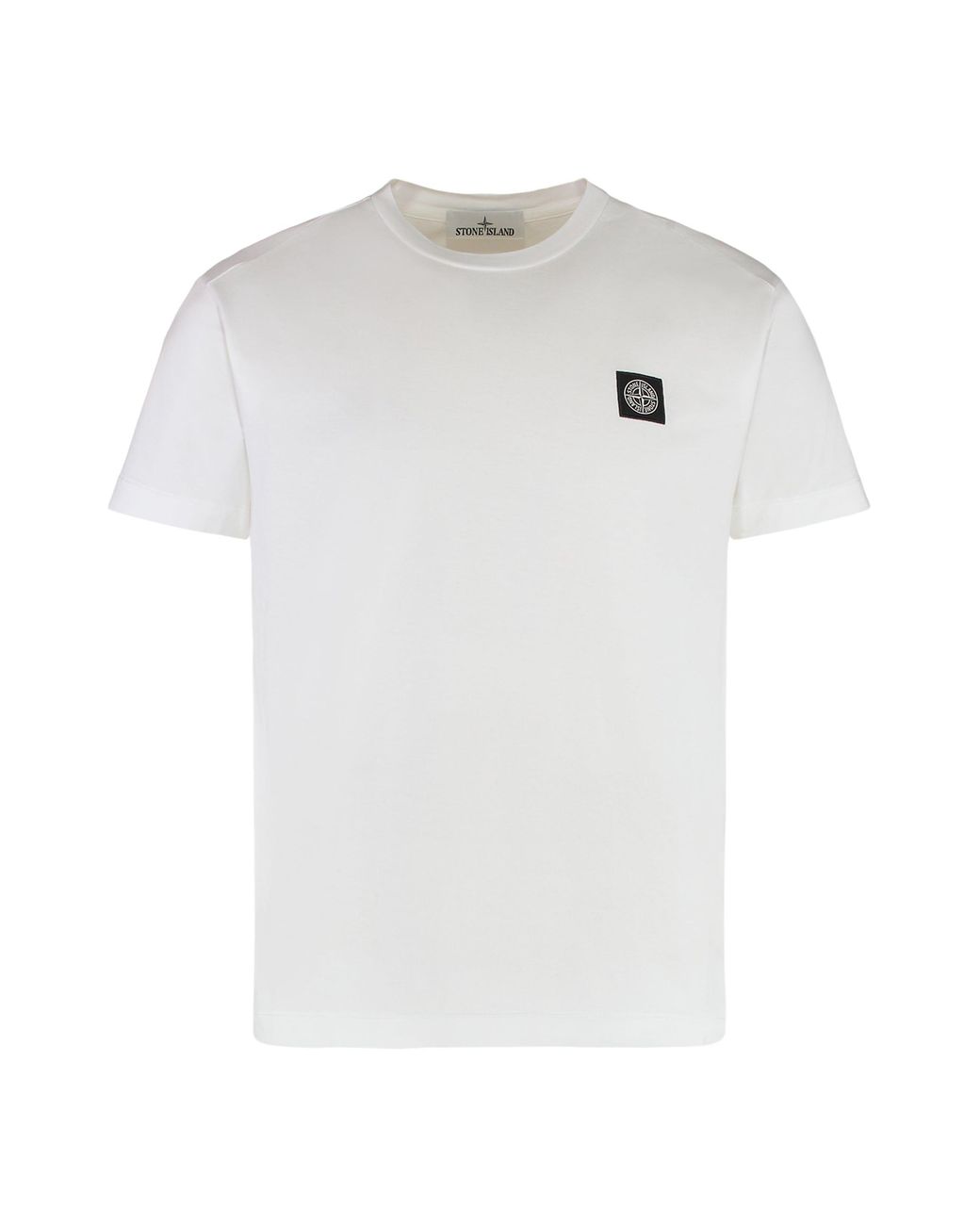 Stone Island White Crew-Neck Cotton T-Shirt T-Shirts for men