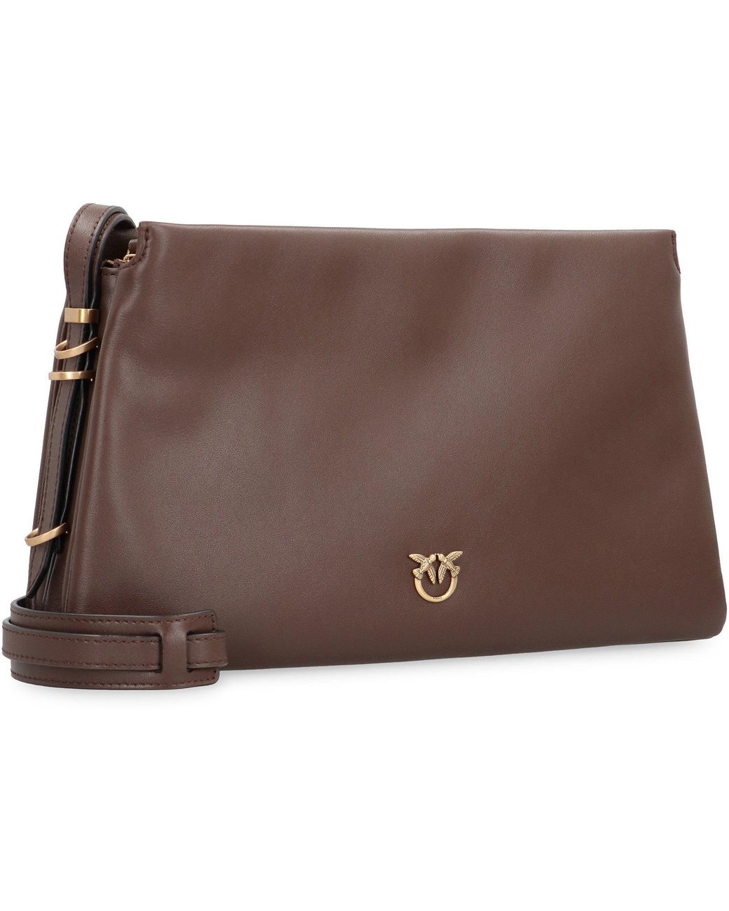Pinko Brown Crossbody Bag One, Two, Three Leather Calf Shoulder