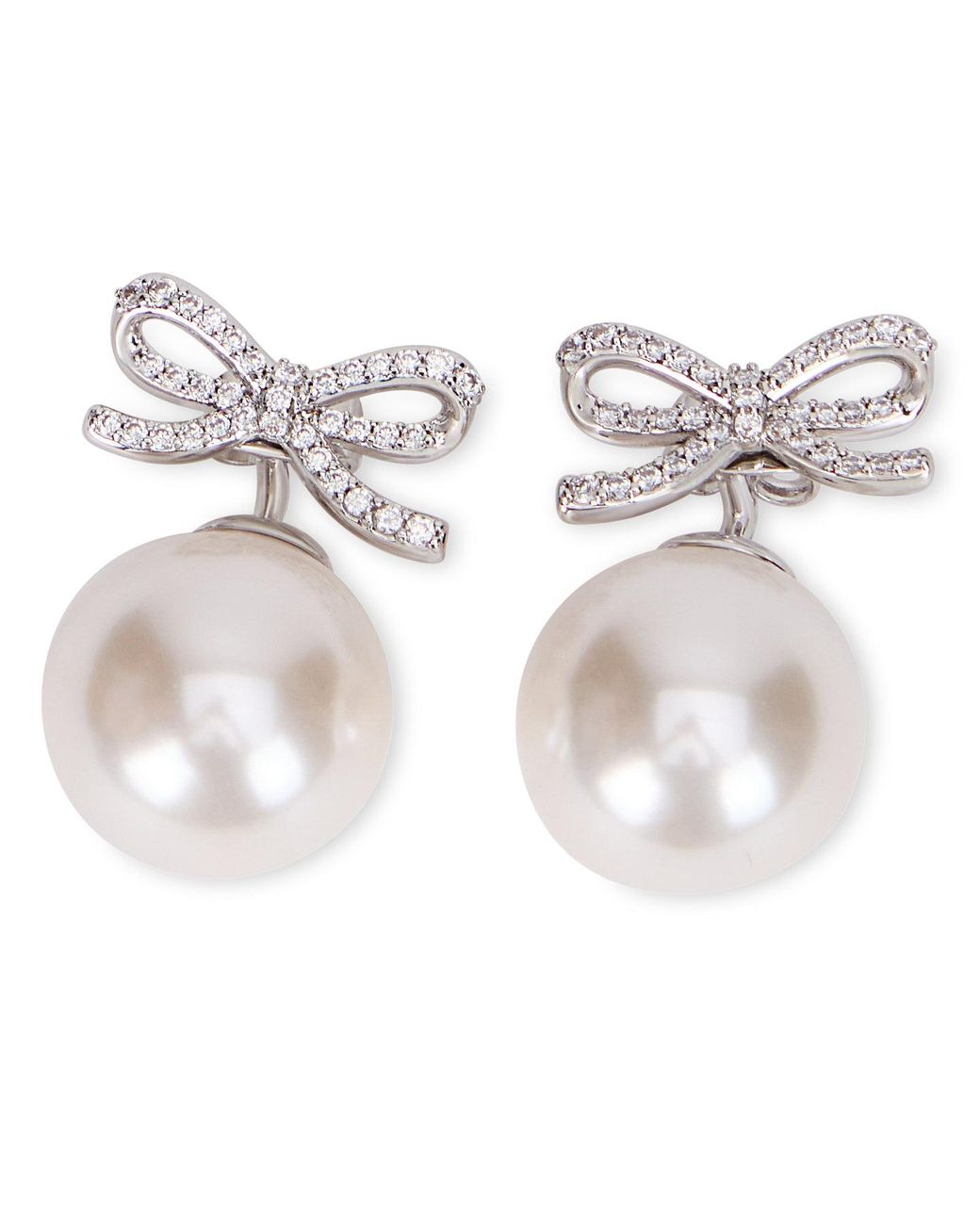 Self-Portrait White Button Earrings With Crystals
