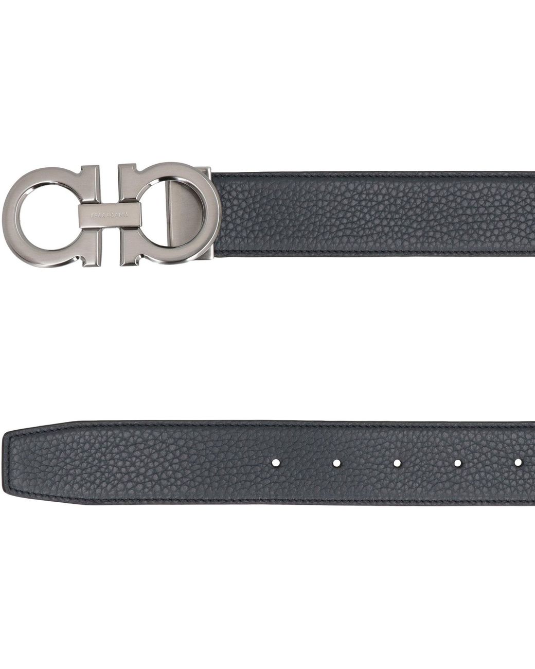 Ferragamo Black Gancini Reversible Leather Belt for men