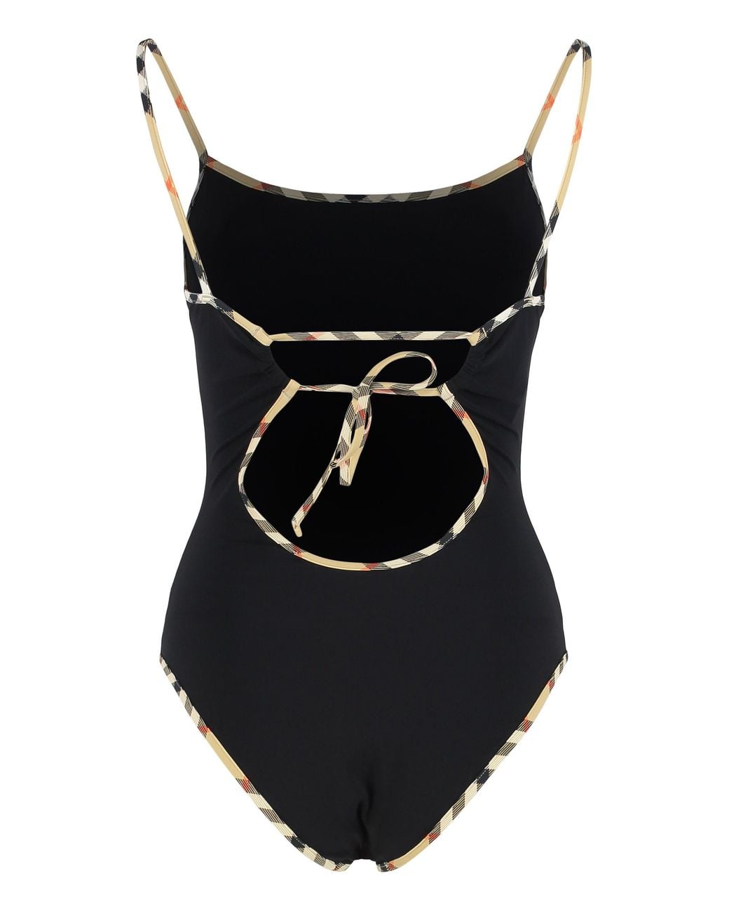 Burberry Black Swimsuit With Check Finishes