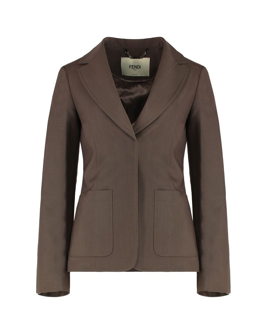 Fendi Brown Mud Wool Blend Blazer