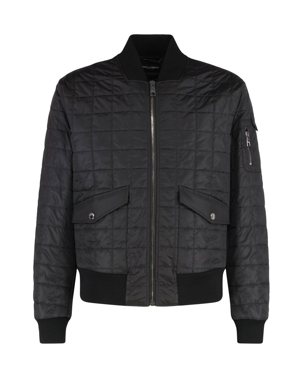 Dolce & Gabbana Black Padded Bomber Jacket Polyamide for men