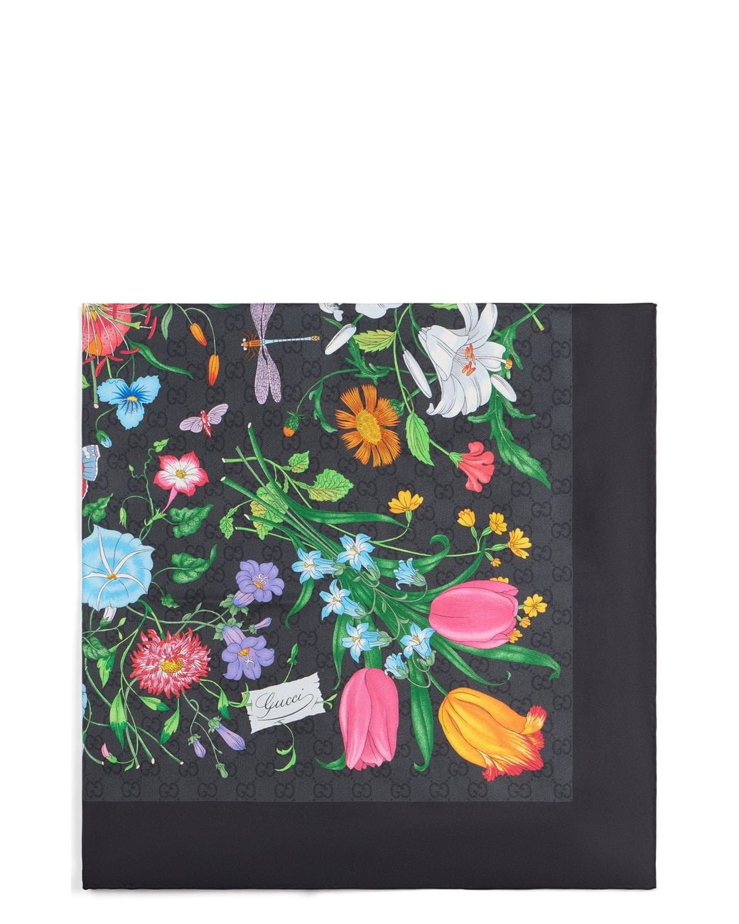 Gucci Black Silk Twill Square With Print
