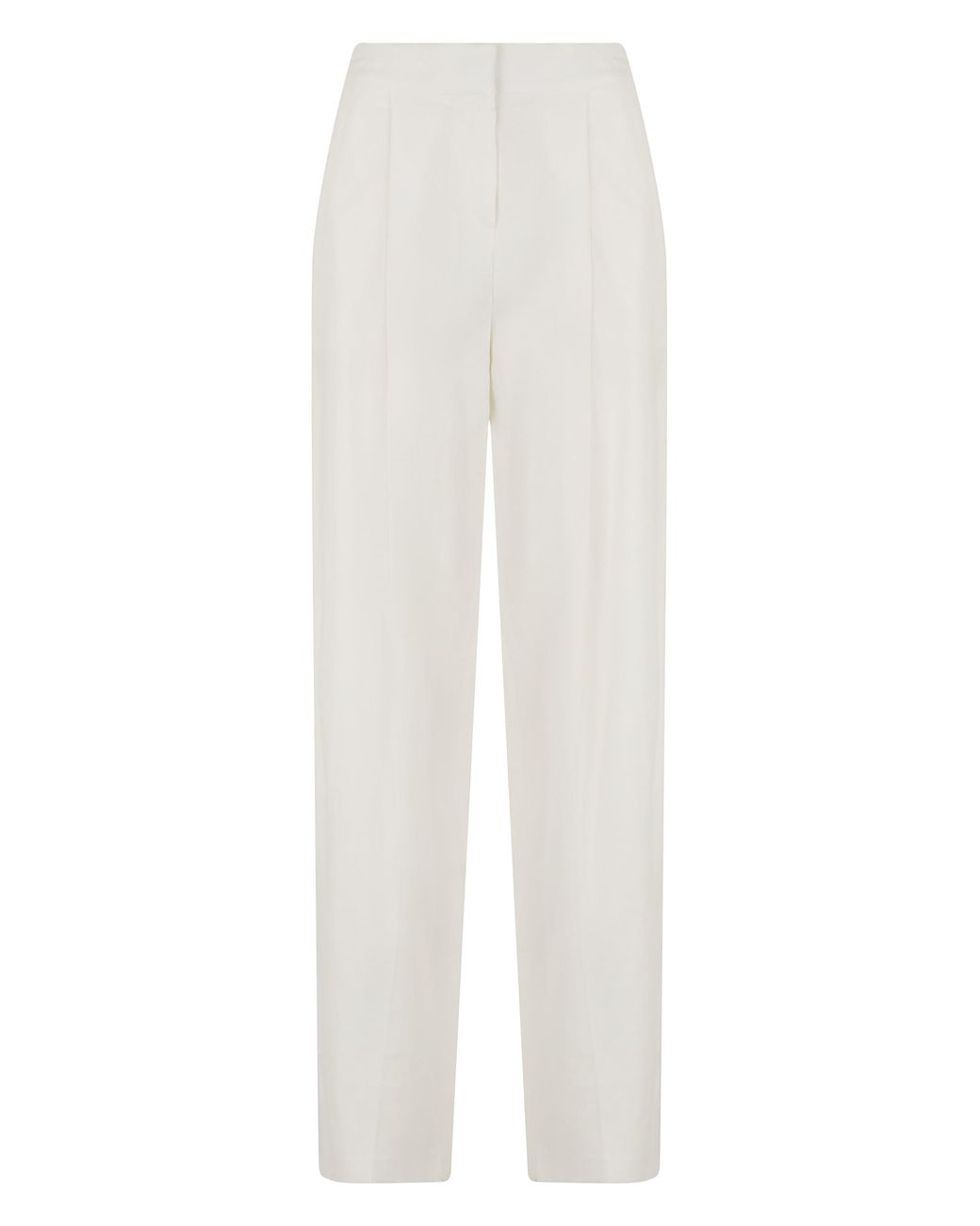 Elisabetta Franchi White Straight Trousers High-Waisted Linen