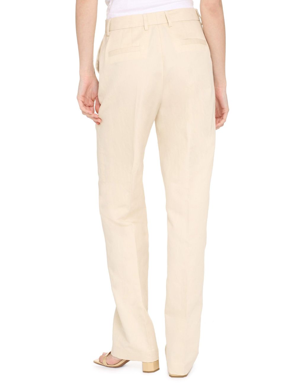 PT01 White Ambra Cotton-Linen Trousers