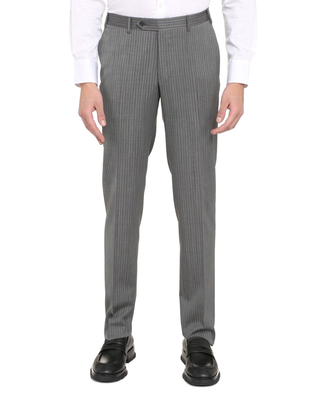 Canali Gray Tailored Wool Trousers for men