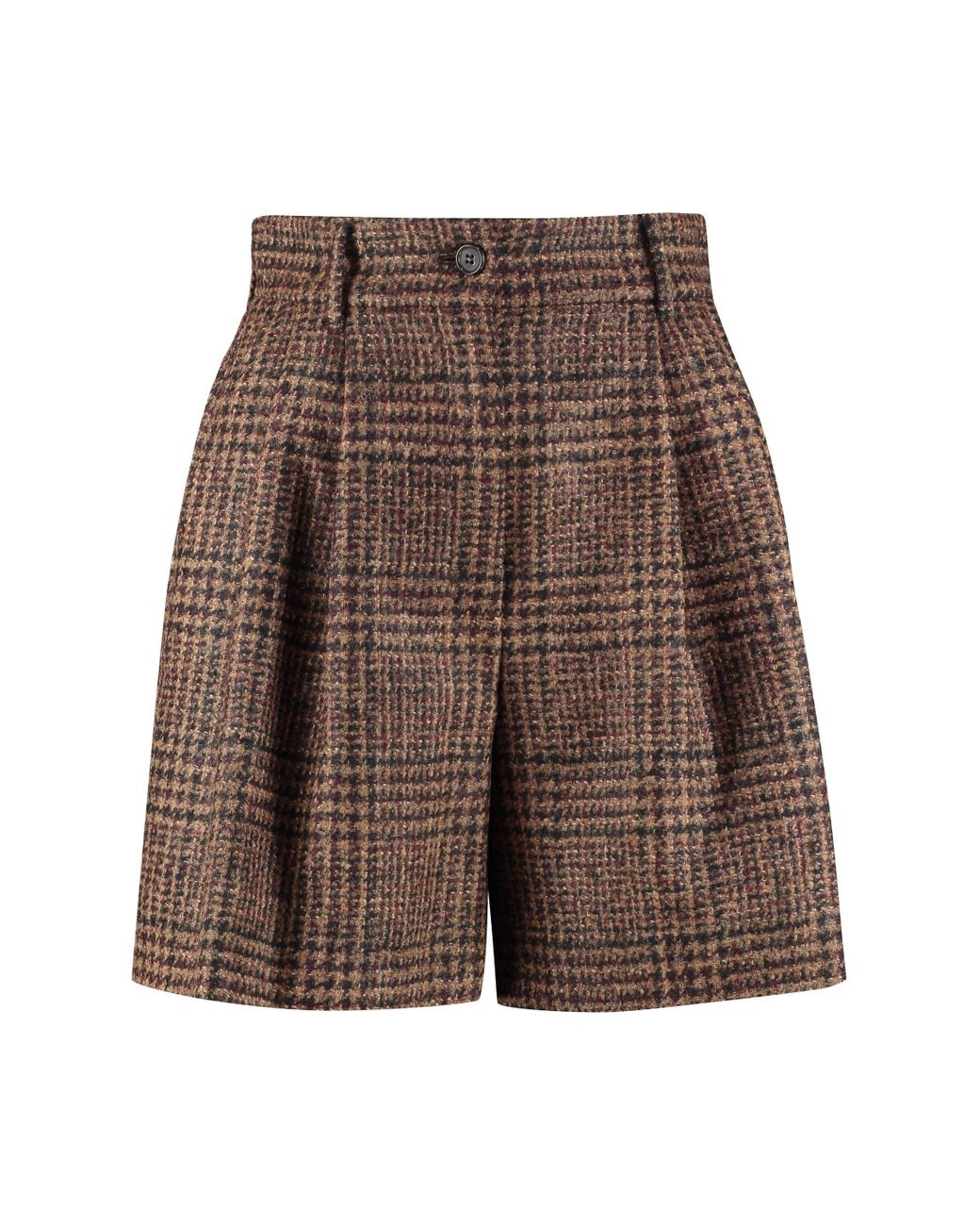 Dolce & Gabbana Checked Wool Shorts in Brown - Lyst