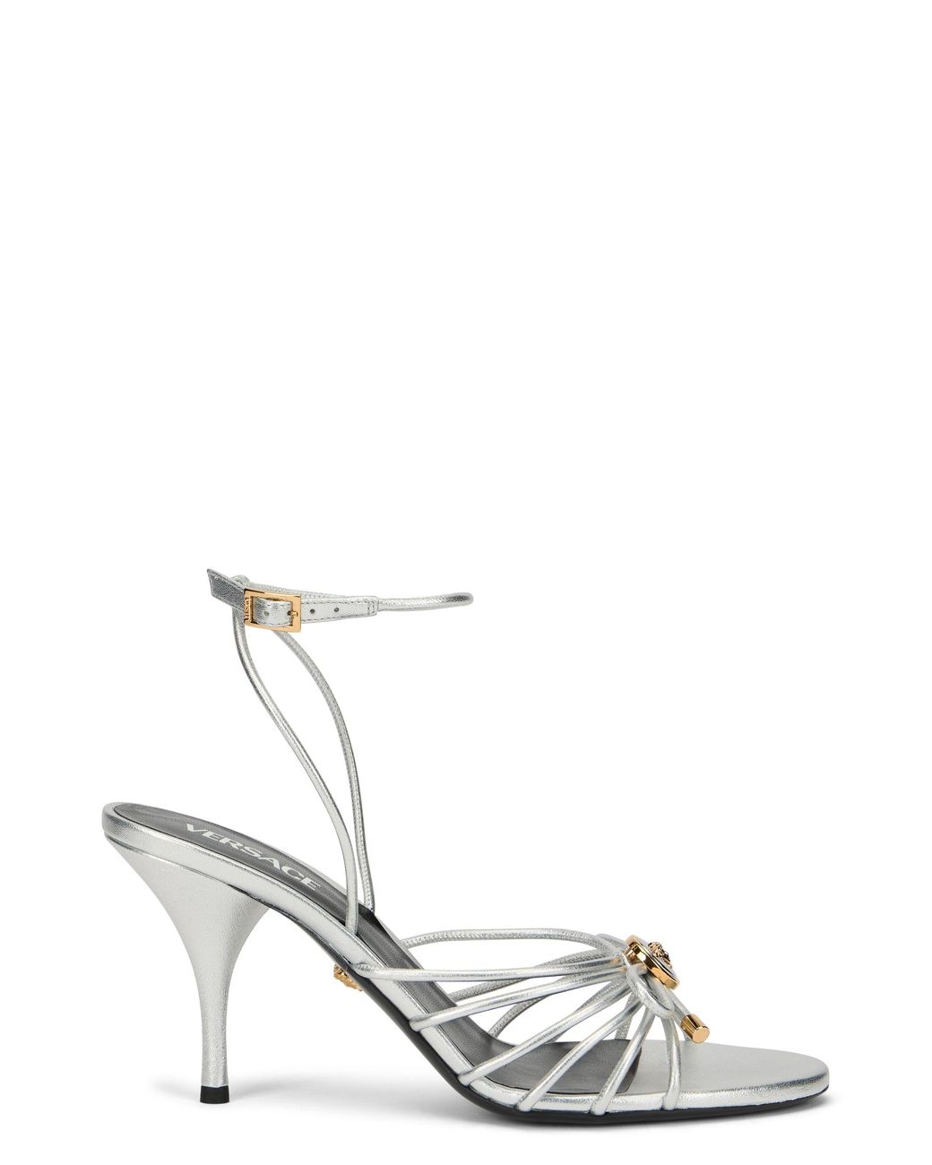 Versace White Opera Bow Metallic Sandals