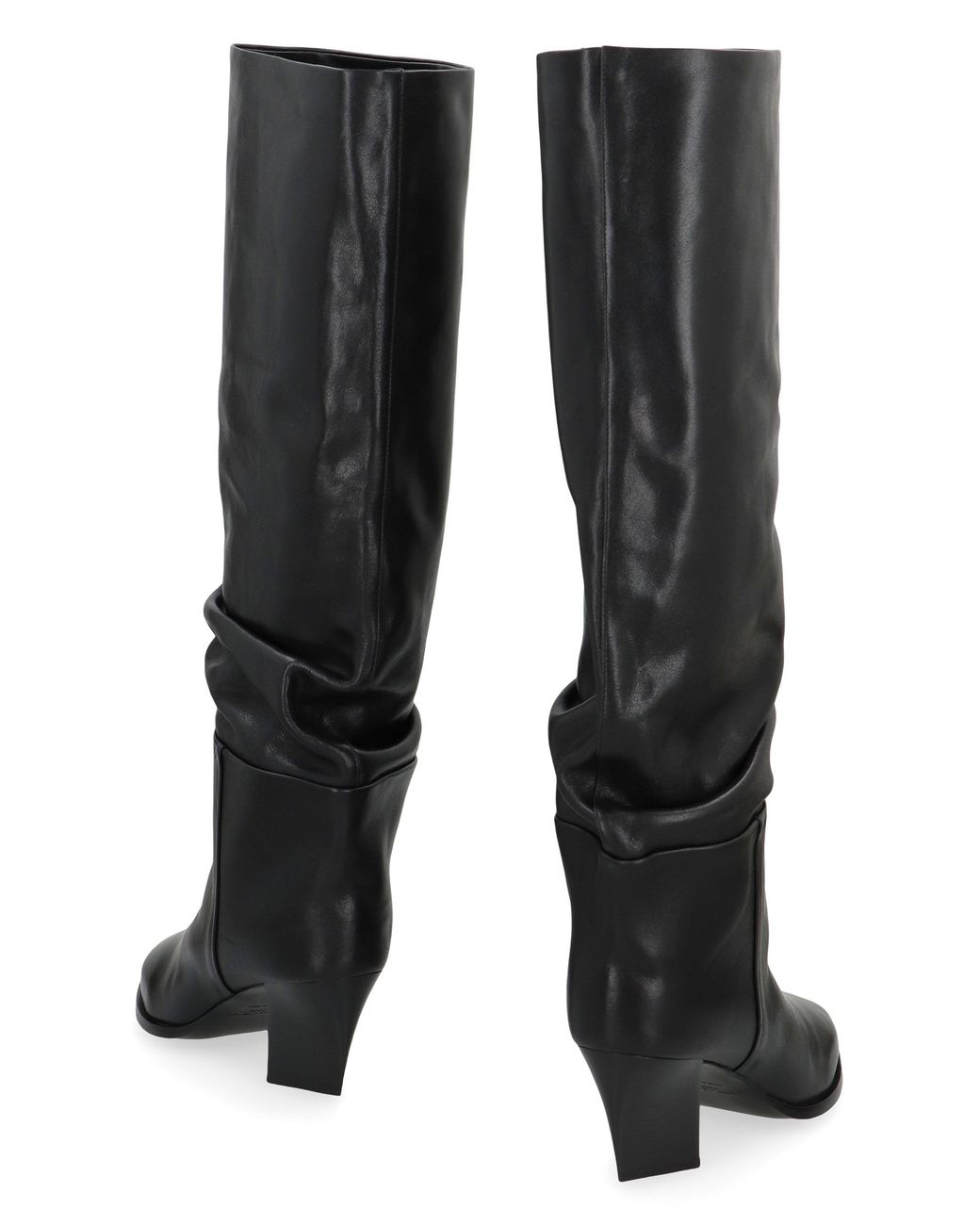 Jimmy Choo Black Leather Boots With Sculptural Heel Calf