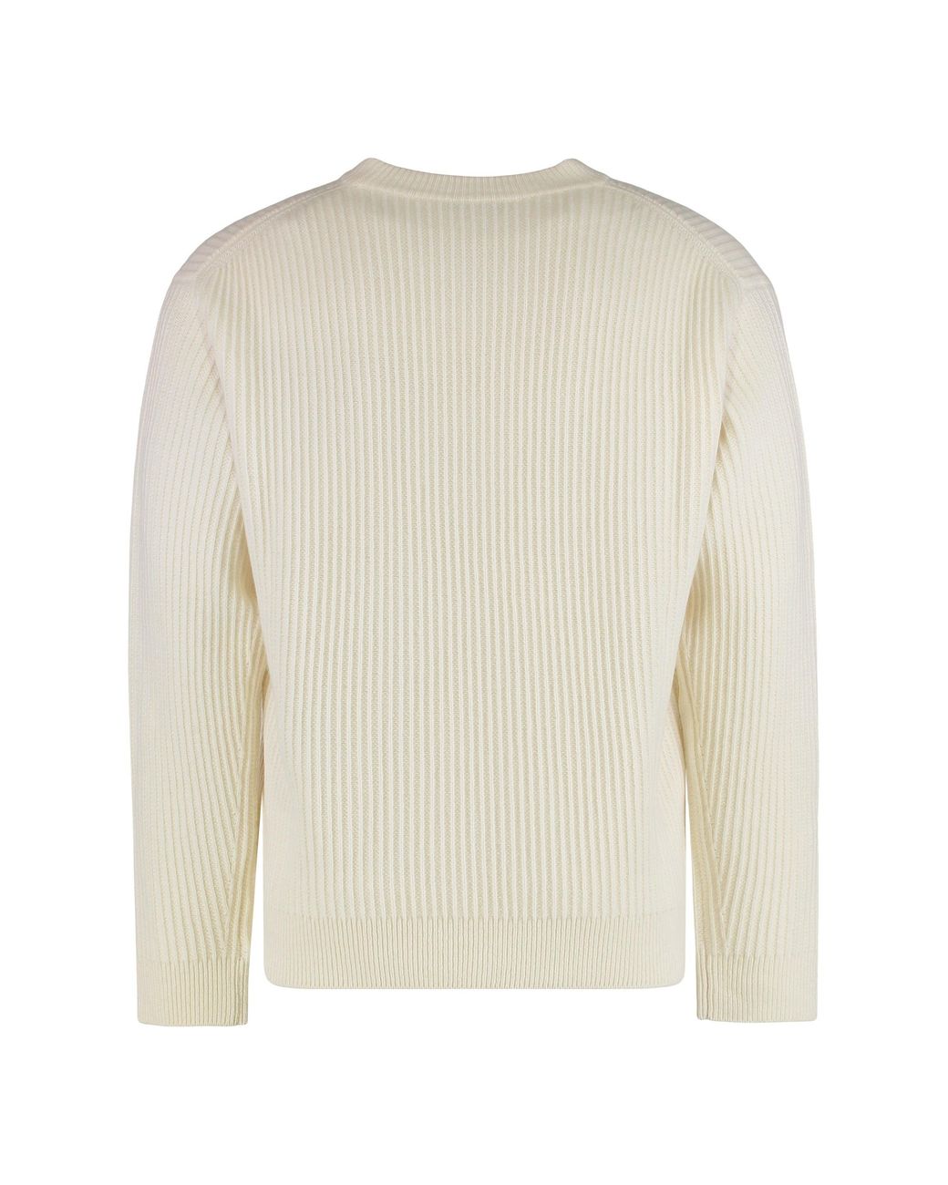 Maison Kitsuné White Ribbed Wool Sweater