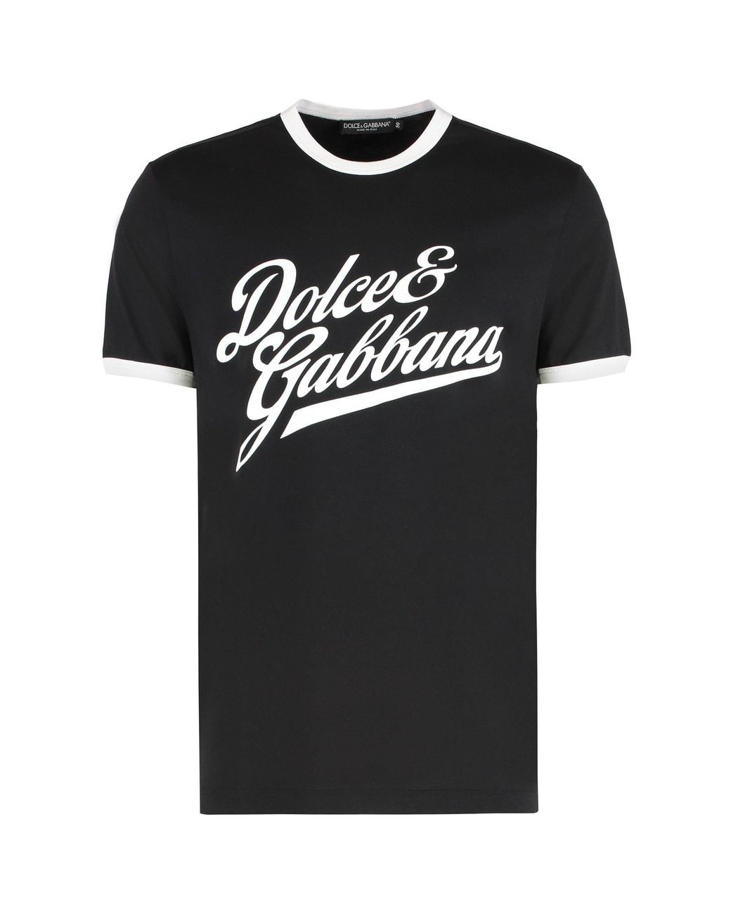 Dolce & Gabbana Black T-Shirt With A Logo And Velvet Finish for men