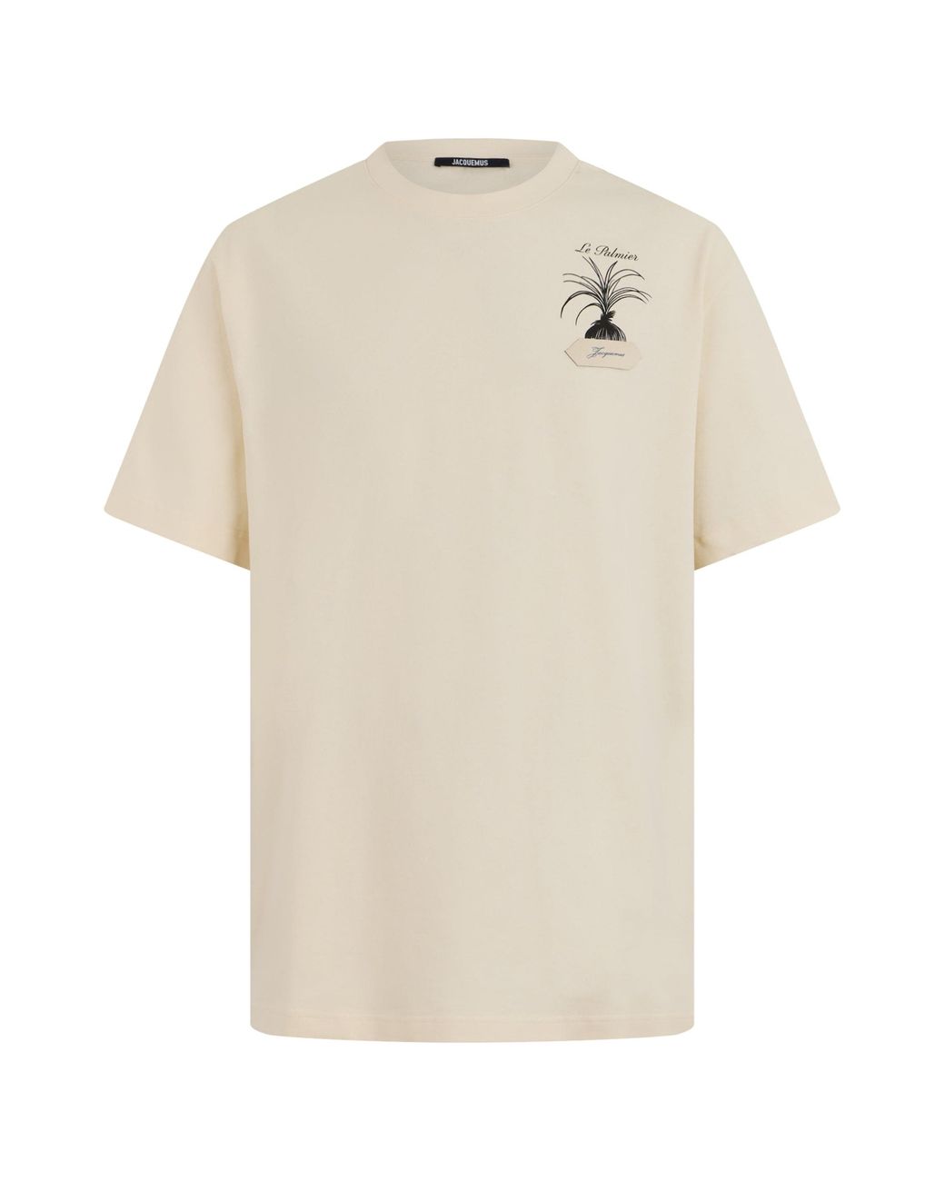 Jacquemus Natural Cotton T-Shirt With Small Chest Logo for men