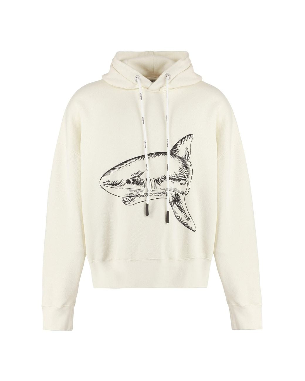 Palm Angels White Cotton Hoodie Main Cotton; Rib Jumpers for men
