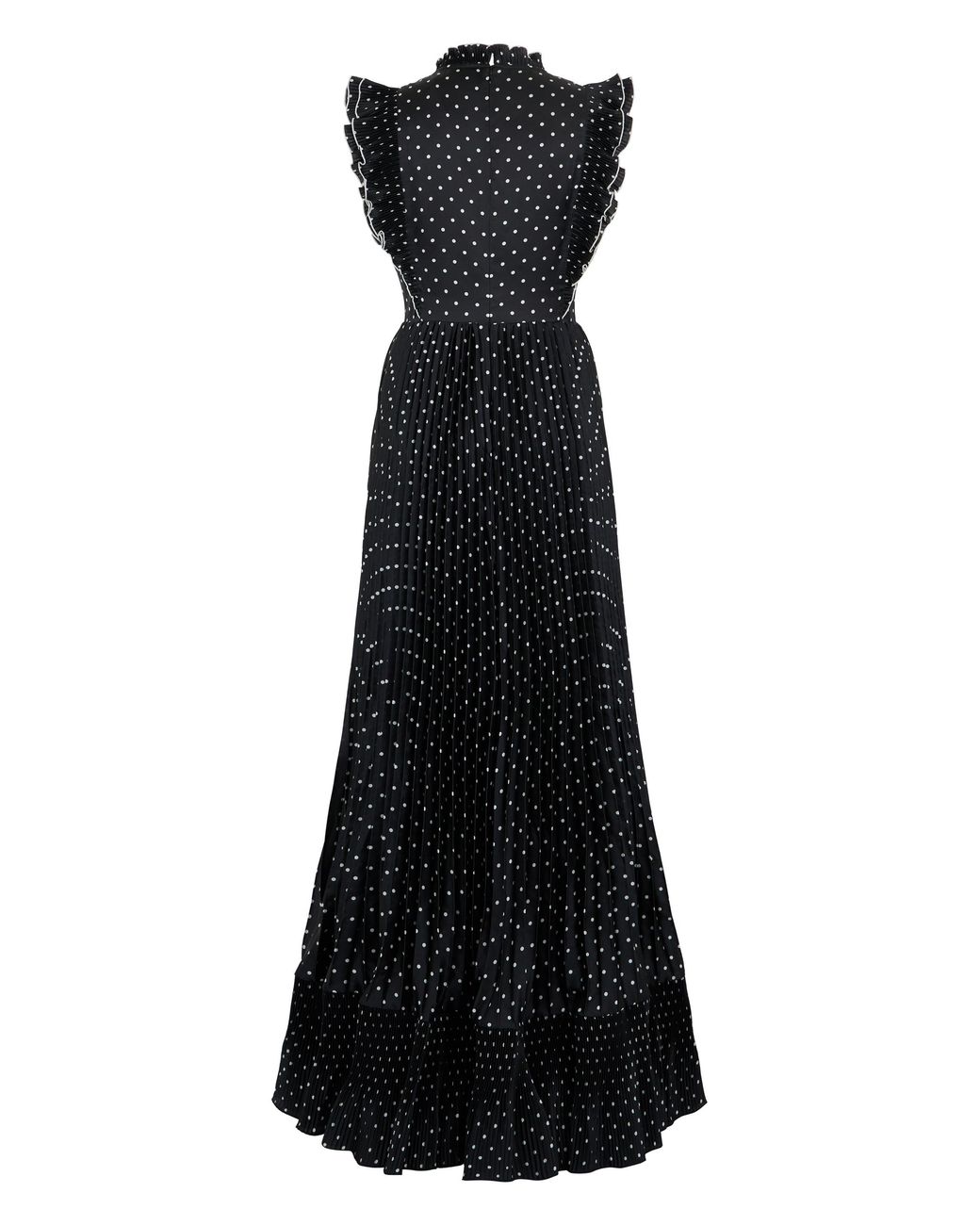 Self-Portrait Black Long Dress With Polka Dots And Ruffles