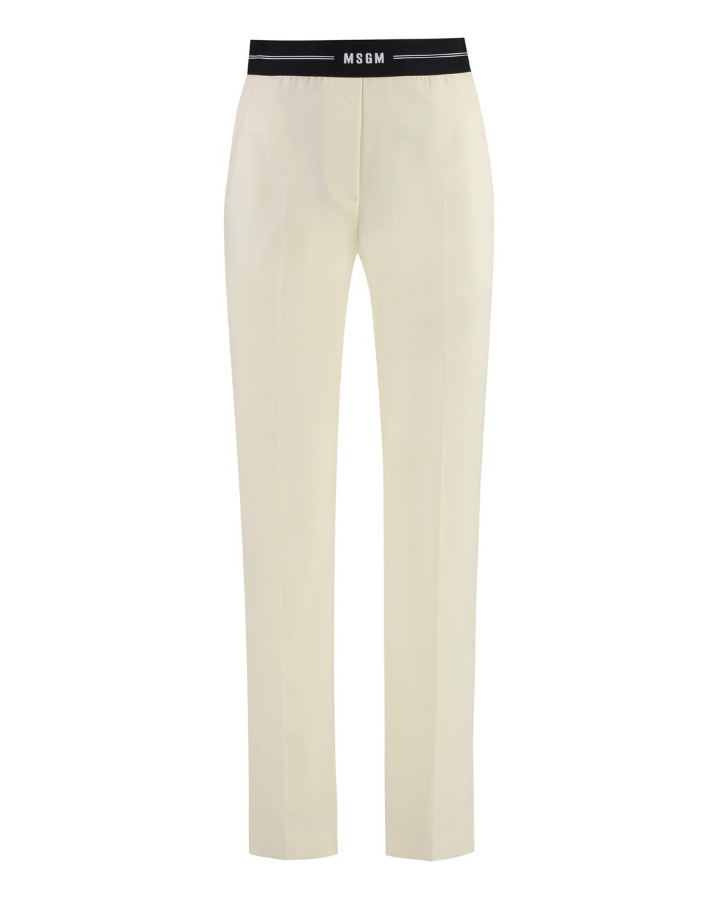 MSGM Natural Wool Trousers Virgin Straight