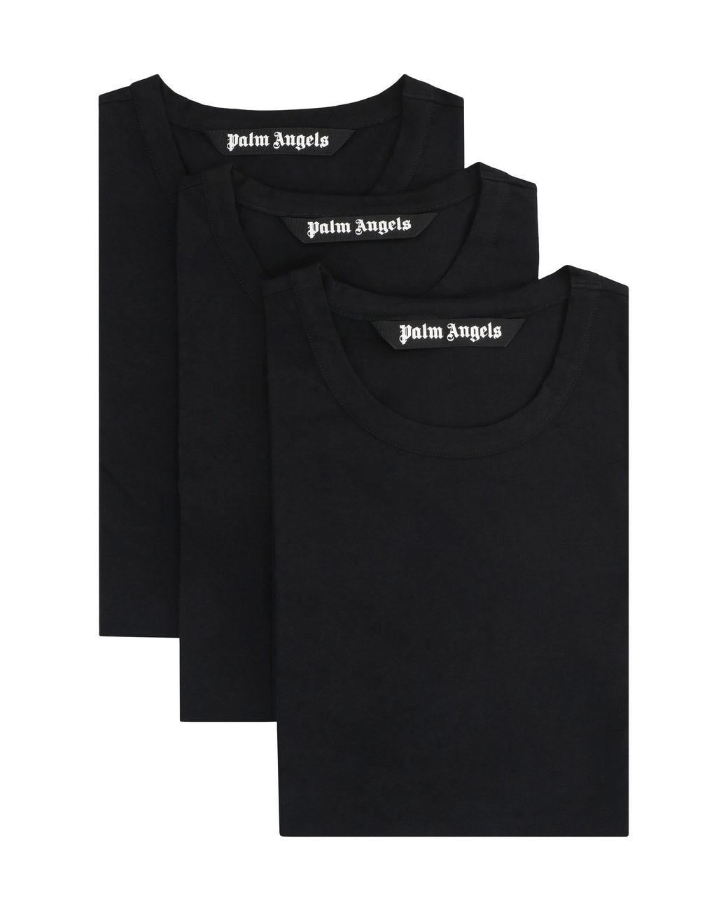 Palm Angels Black Set Of Three Crew Neck T-Shirts Cotton for men