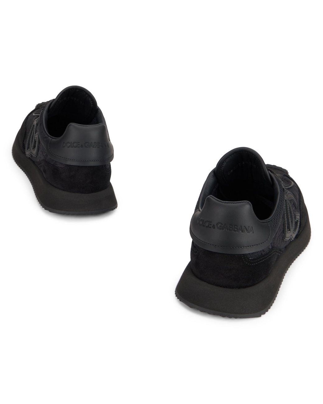 Dolce & Gabbana Black Sneakers Low Top Cushion With Monogram And Embroidery