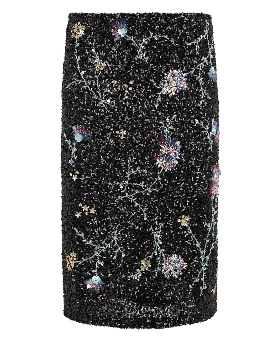 Des Phemmes Black Skirt With Floral Embroidery