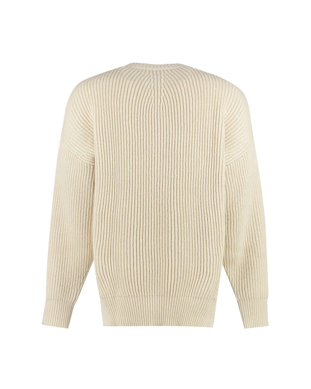 Jil Sander White Ribbed Sweater With Side Slits for men