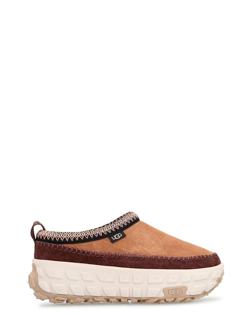Ugg Brown Venture Daze Sheepskin Clog And Suede; Eva Sole Slippers