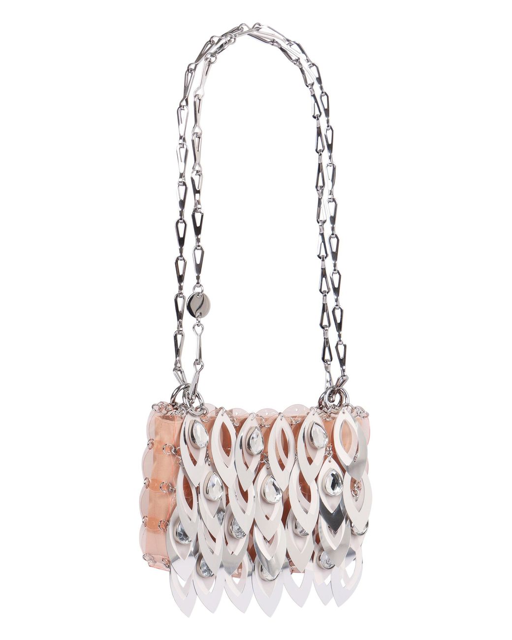 Rabanne White Nano Sparkle Leave Shoulder Bag