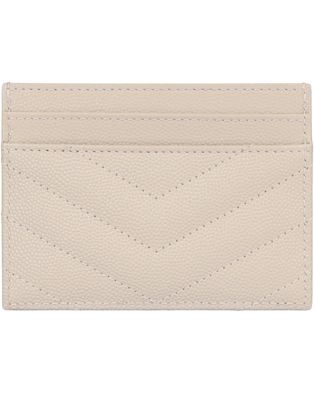 Saint Laurent Natural Leather Card Holder With Logo