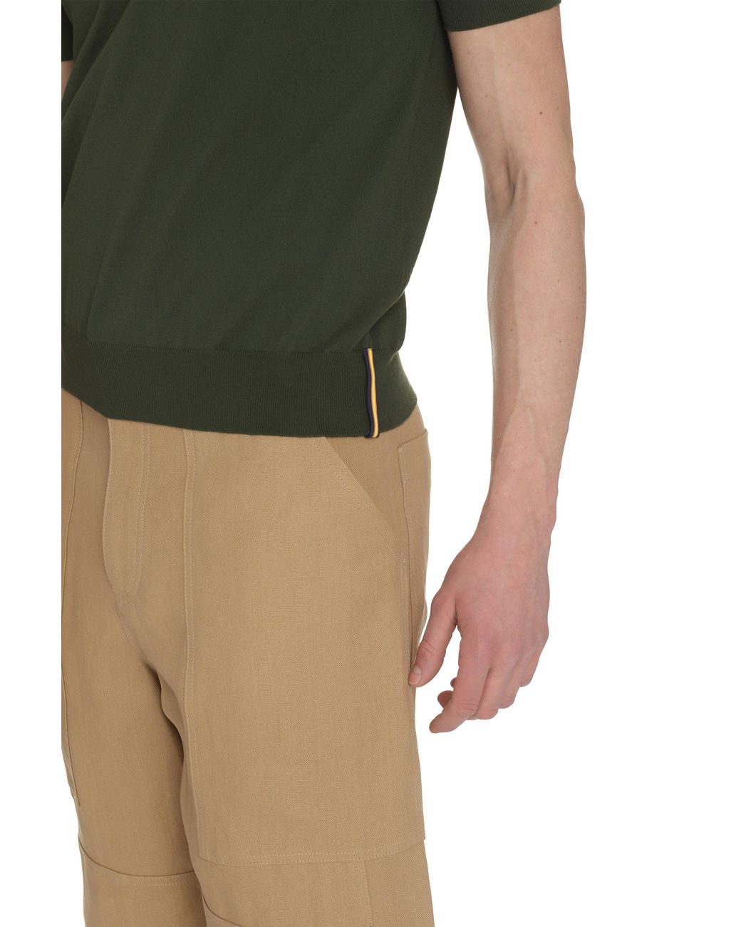 K-Way Green Pleyne Knitted Cotton Polo Shirt for men