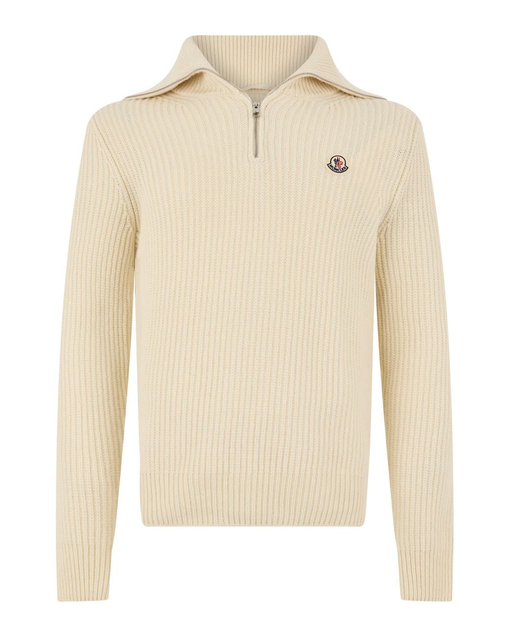 Moncler Natural Sweater With Zip Collar for men
