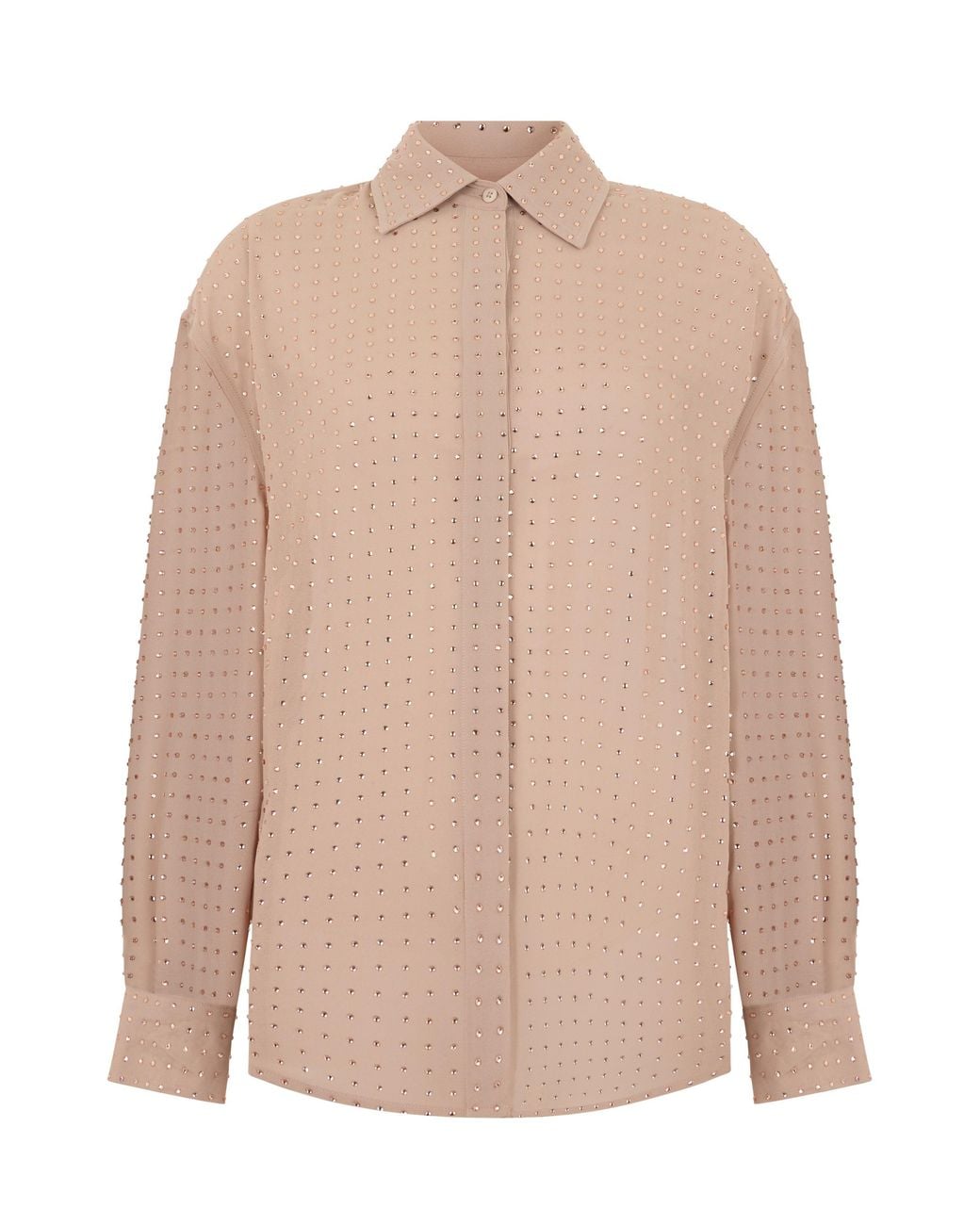 Pinko Pink Georgette Blouse With Rhinestones